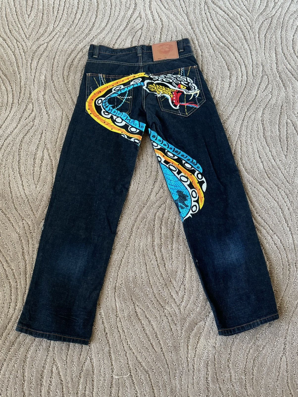 Ed Hardy ED HARDY JEANS 2009 EMBROIDERED SNAKE ED HARDY DENIM JEANS Size US 32 / EU 48 - 2 Thumbnail