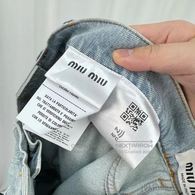Miu Miu Miu Miu Blue Denim Logo Women's Pants . Size 23" - 7 Thumbnail