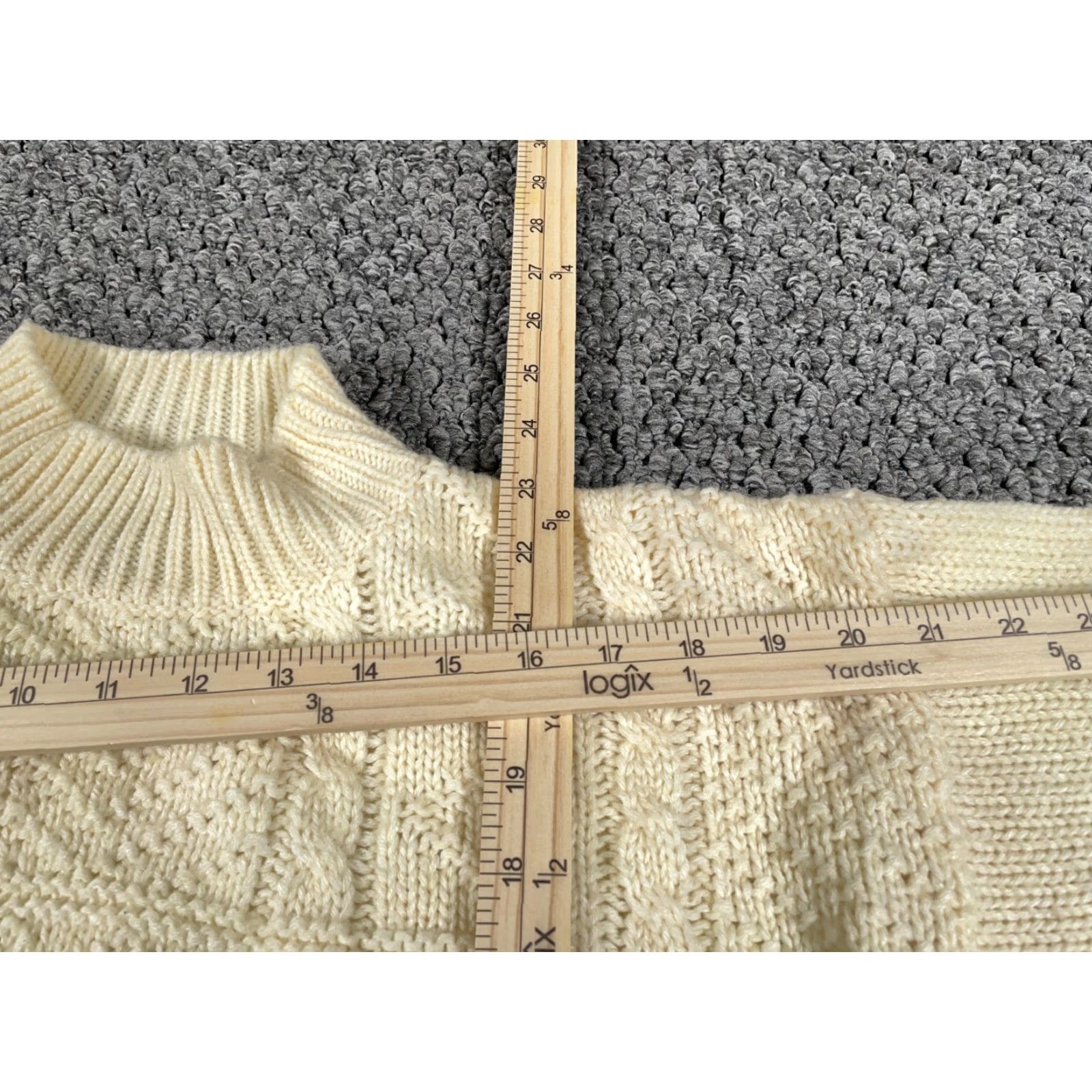 Vintage VINTAGE Boundary Waters Cable Knit Mock Neck Sweater Women's Large Ivory Preppy Lightweight Size L / US 10 / IT 46 - 6 Thumbnail