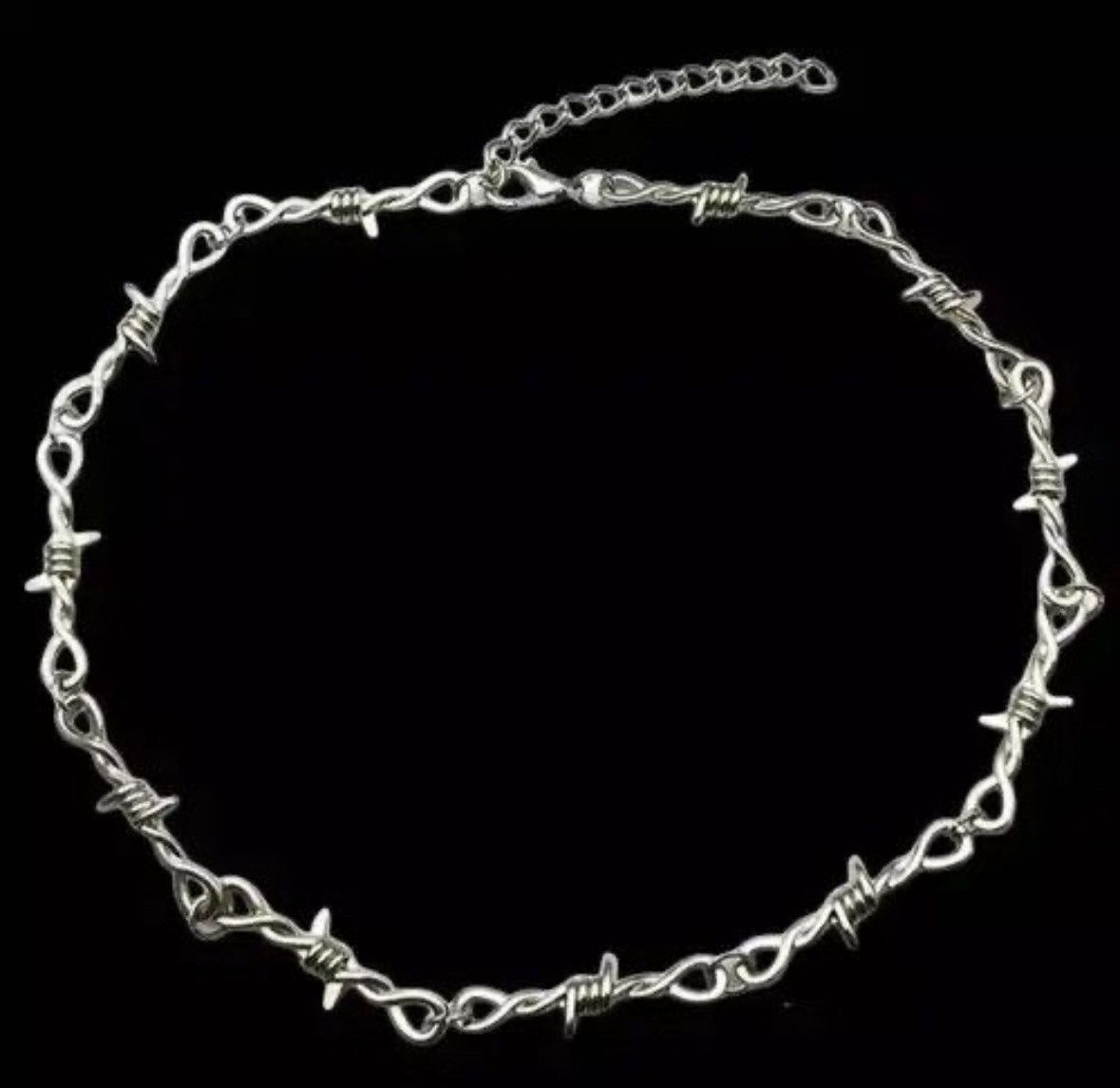 Jewelry BarbWire Chrome Necklace Spike Post Barb Wire Punk Chain Size ONE SIZE - 2 Thumbnail