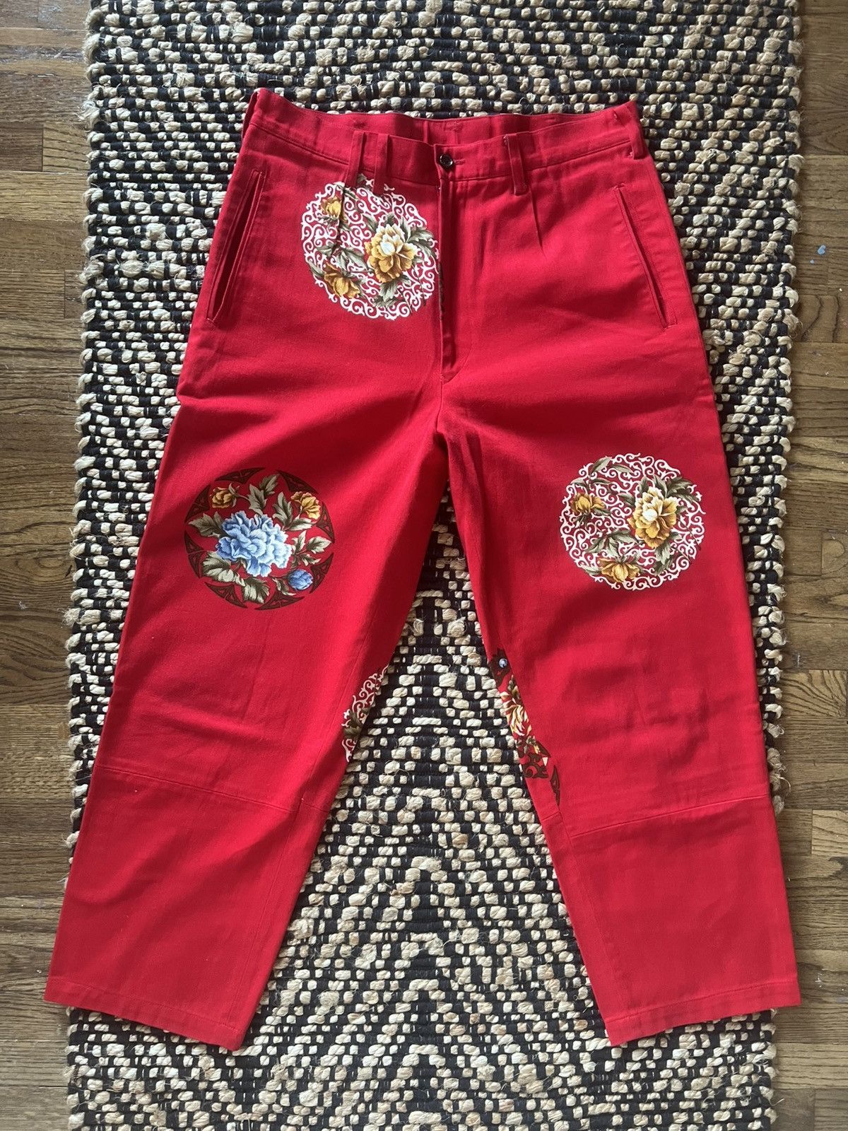 Yohji Yamamoto Yohji Yamamoto Pour Homme SS96 Red Medallion Pleated Pants Size US 32 / EU 48 - 1 Thumbnail