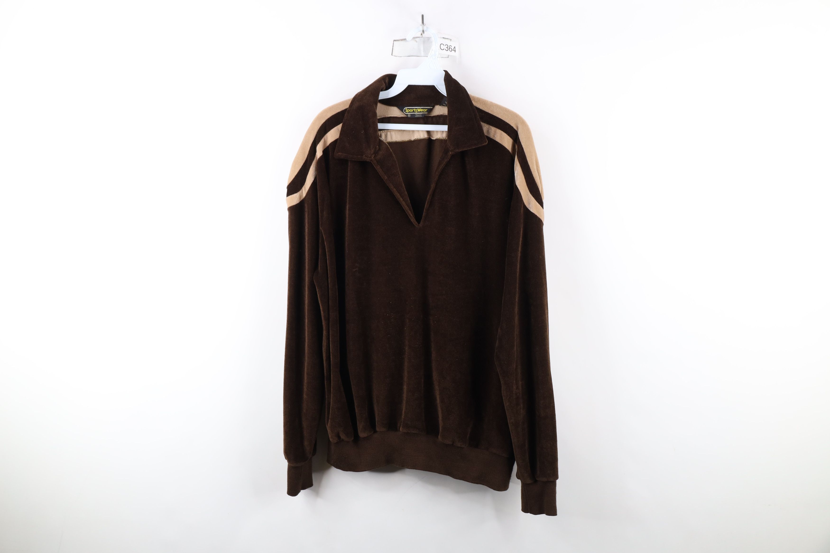 Vintage Vintage 70s Streetwear Collared Pullover Sweater Brown Size US L / EU 52-54 / 3 - 1 Thumbnail