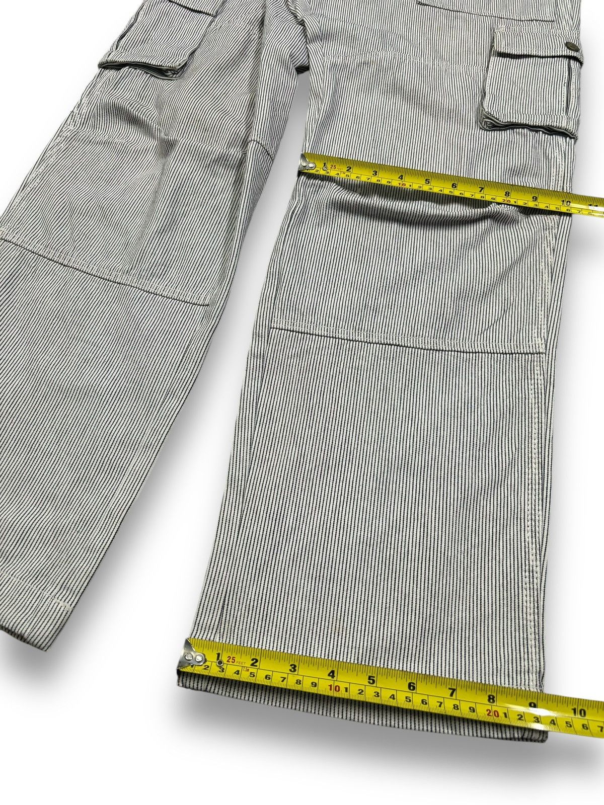 JNCO Vintage Japanese Brand Hickory Striped Baggy Cargo Jeans Size US 31 - 19 Thumbnail