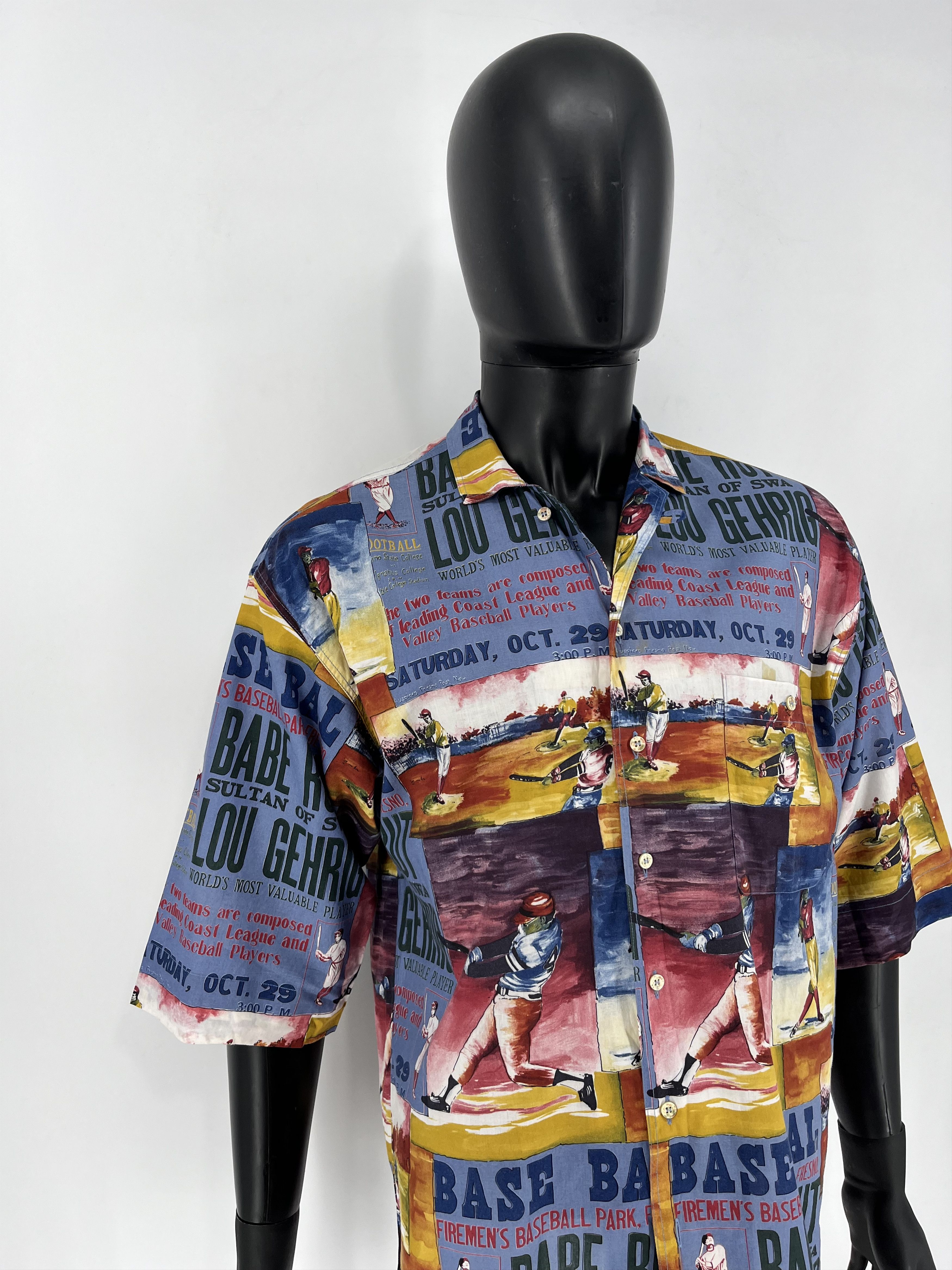 Other Vintage 90s Pensato Print Baseball Hawaiian Button Shirt Size US M / EU 48-50 / 2 - 3 Thumbnail