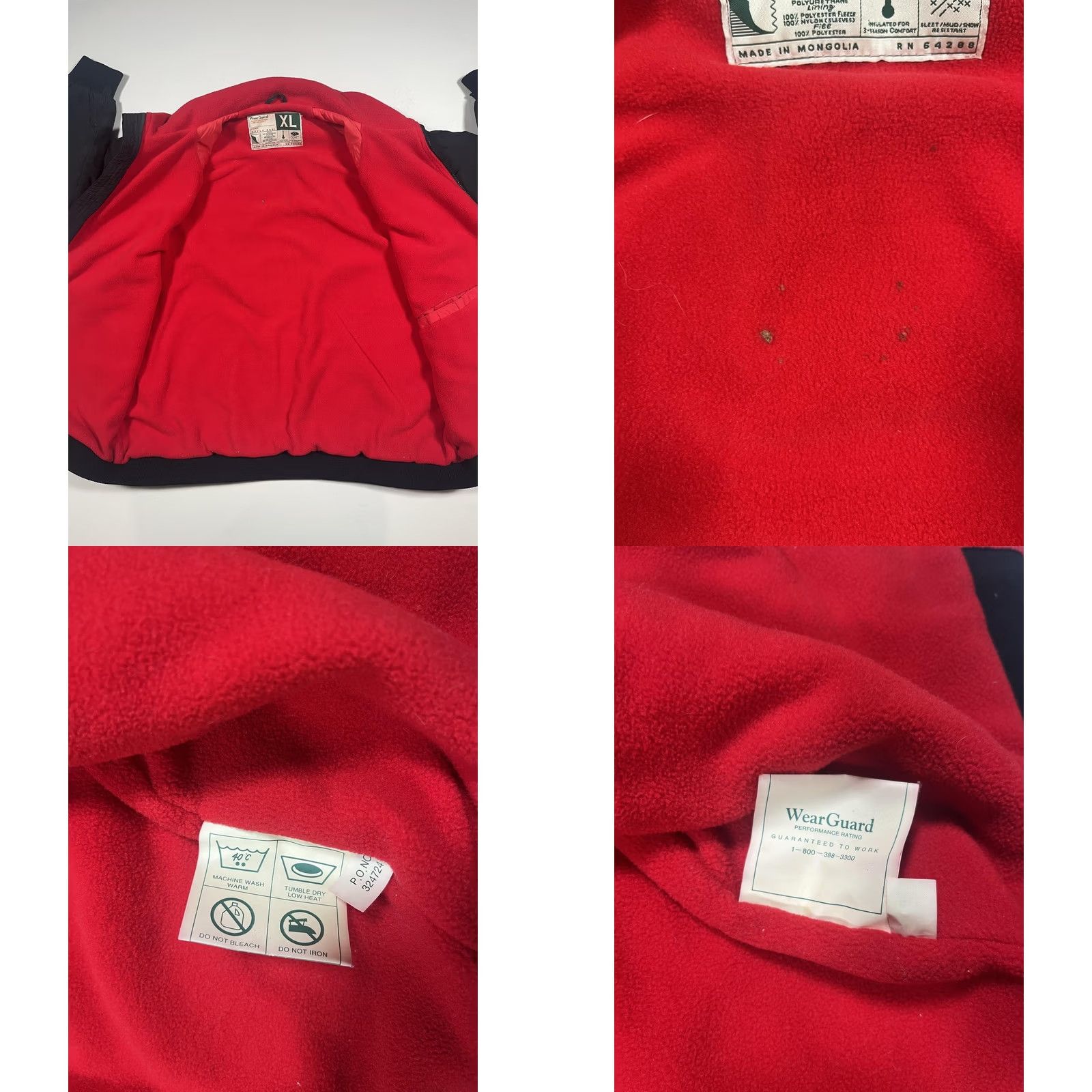 Vintage WearGuard Jacket Mens XL Red Black Nylon Fleece Lined Insulated Bomber Workwear Size US XL / EU 56 / 4 - 8 Thumbnail