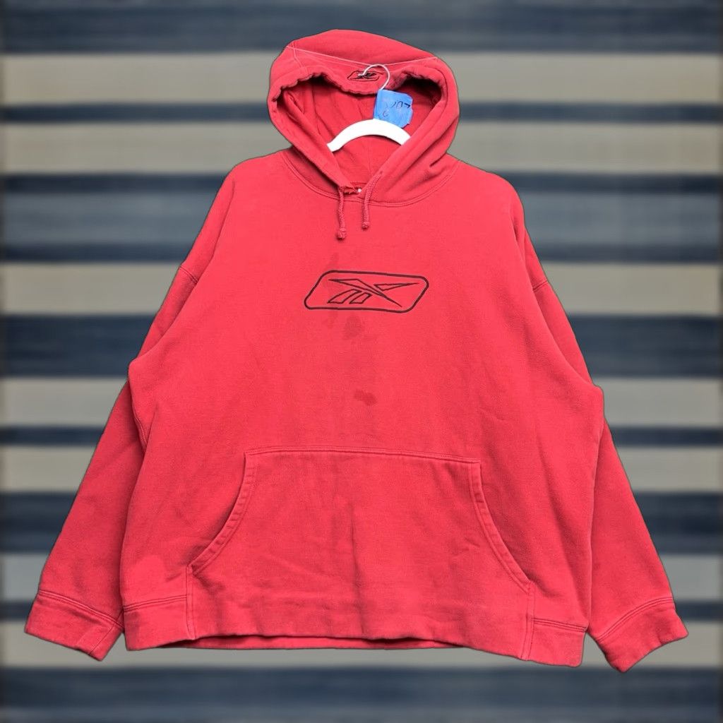 Reebok VINTAGE Reebok Hoodie Mens L Red Embroidered Logo Sweatshirt Pullover Hooded Winter, Spring, Fall - CrossFit Fit: Regular Mens Size US L / EU 52-54 / 3 - 1 Thumbnail