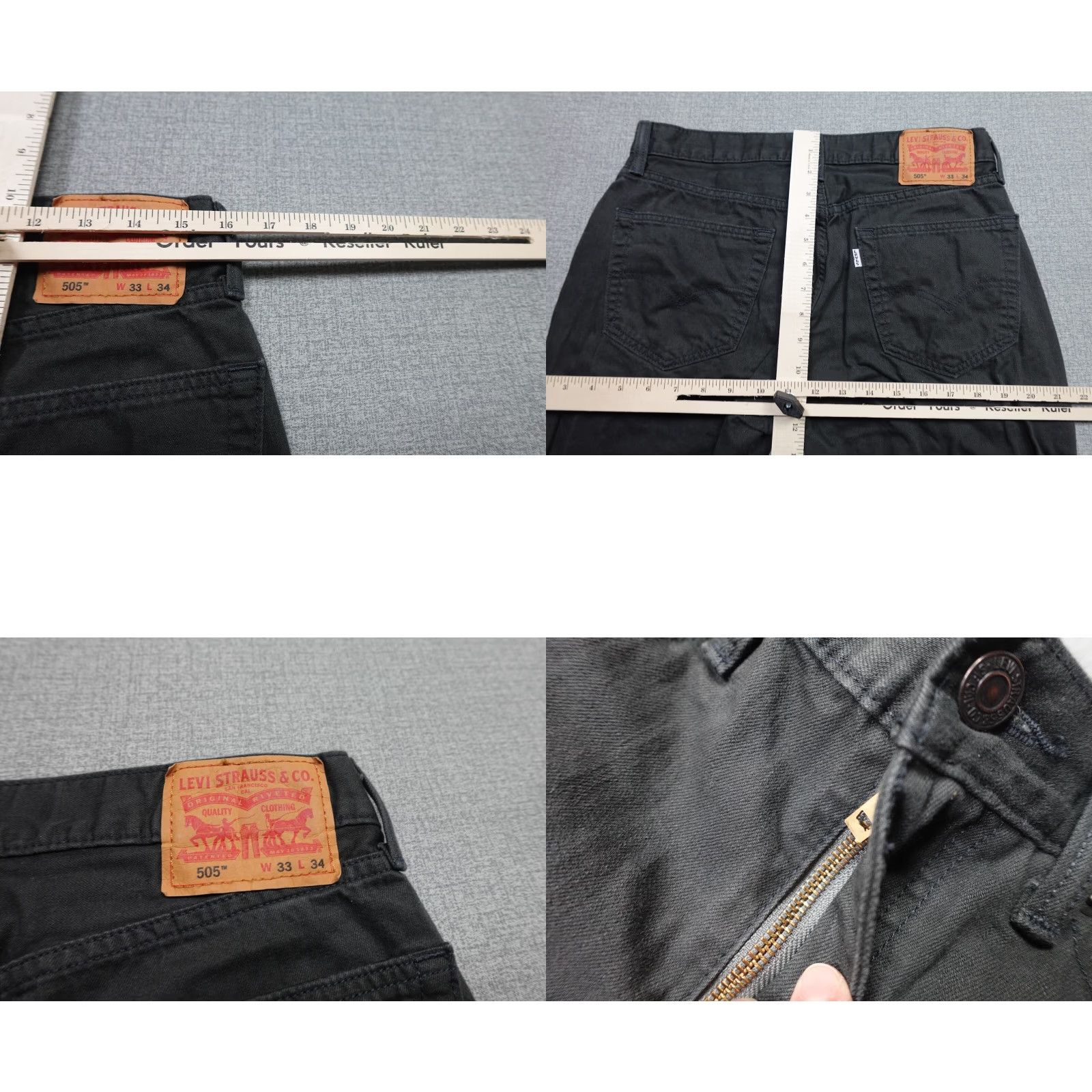 Levi's Levi's 505 Pants Mens 33x30 Western Khakis Relaxed Fit Straight Rise High Gray 5-Pocket Denim Size US 33 - 8 Thumbnail