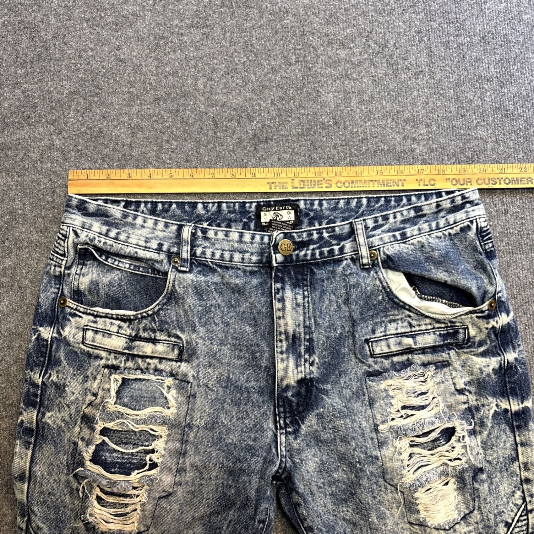 Vintage Gray Earth Moto Acid Washed Jeans Mens W40xL31 Distressed Regular Straight Leg Size US 40 / EU 56 - 6 Thumbnail