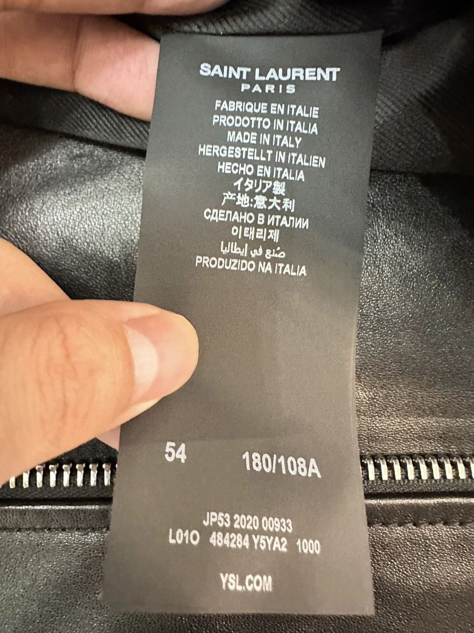 Saint Laurent Paris L01 Leather Jacket Sz. 54