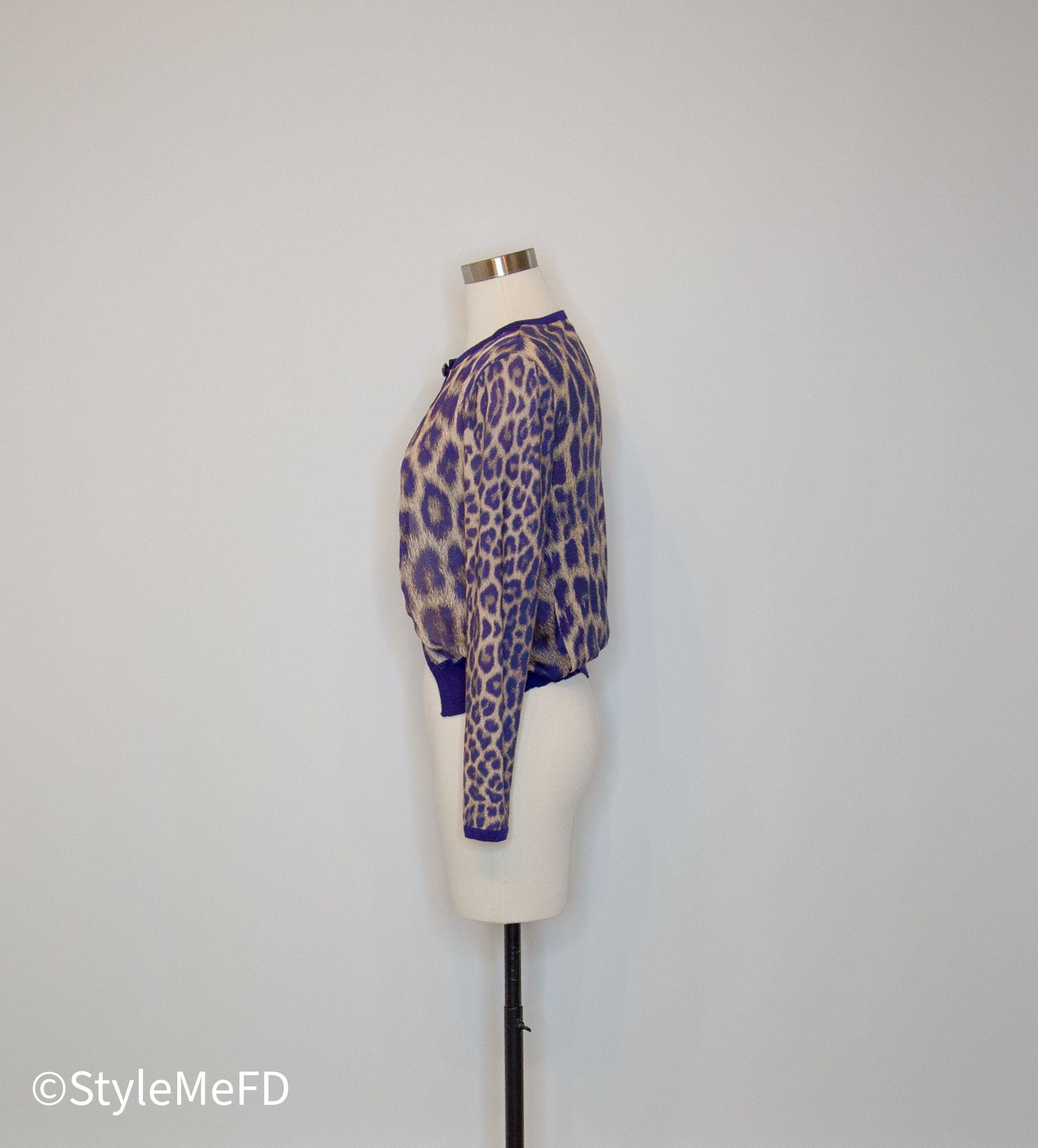 Other Kabi Srl Italian Purple Leopard Cardigan Size S / US 4 / IT 40 - 2 Thumbnail