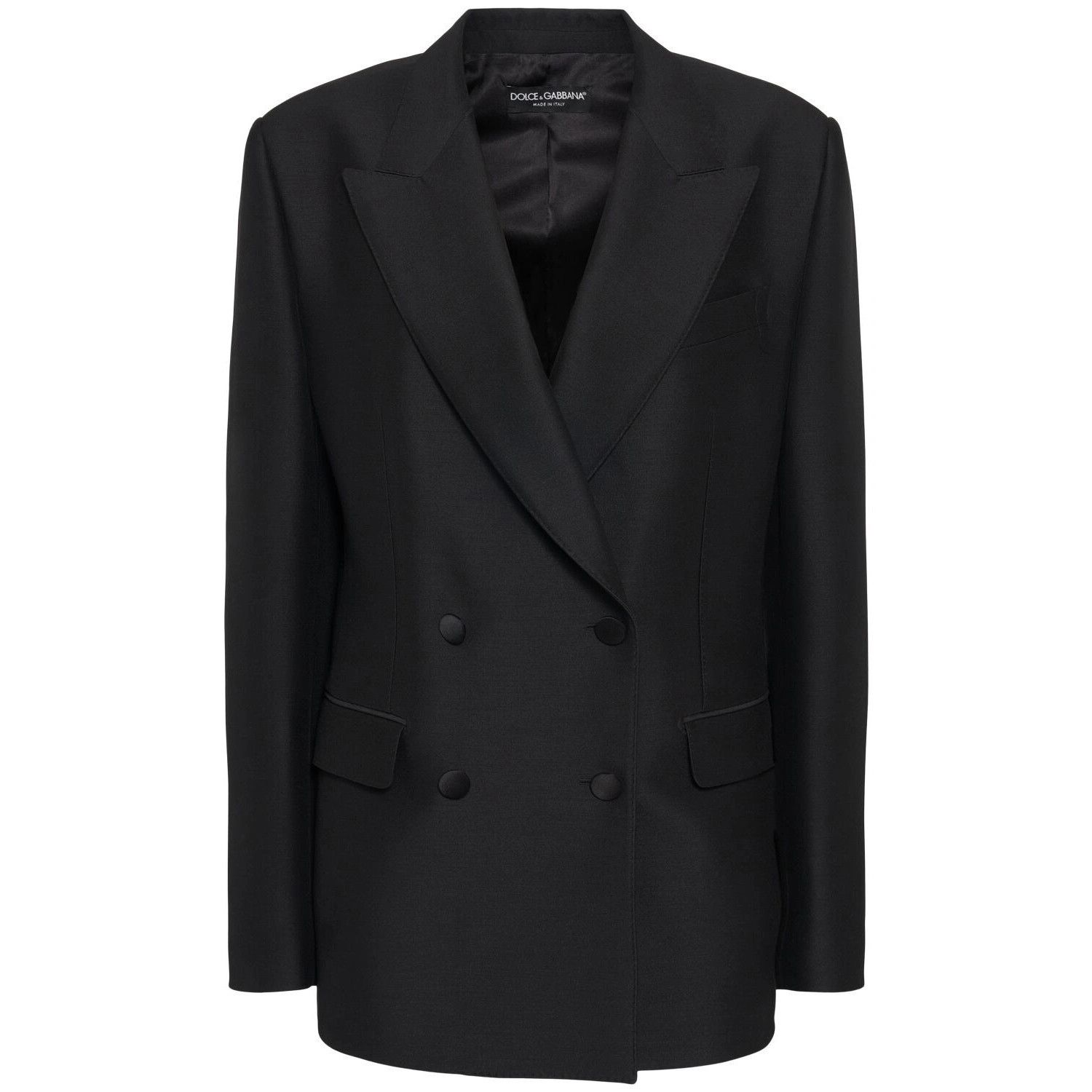 Dolce & Gabbana DOLCE&GABBANA Black Wool/Silk Double Breasted Blazer Jacket Size M / US 6-8 / IT 42-44 - 1 Thumbnail