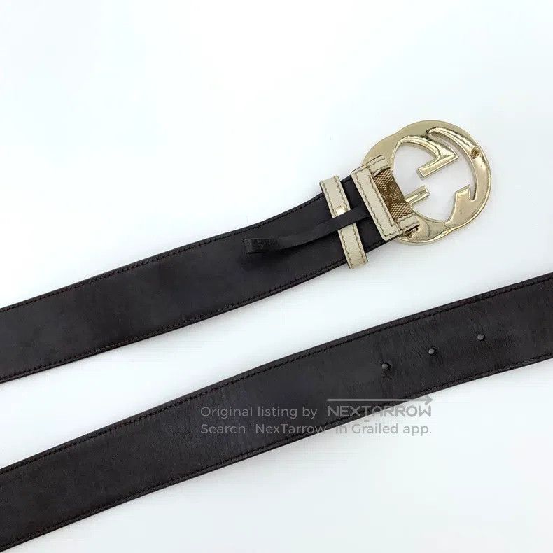 Gucci Gucci Brown logo jacquard full print smooth buckle belt Size ONE SIZE - 5 Thumbnail