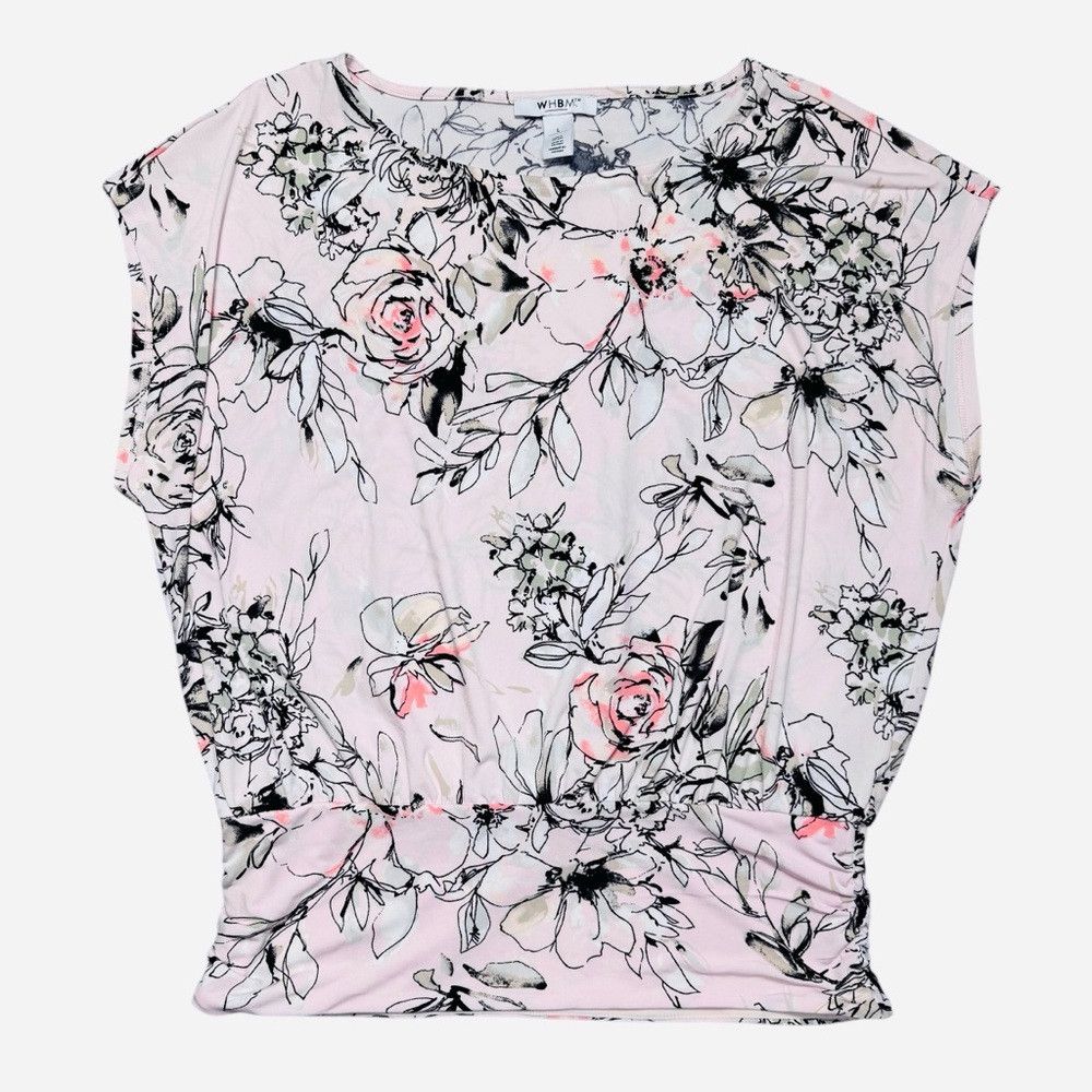White House Black Market White House Black Market Pink Floral Sleeveless Blouse Size Size L / US 10 / IT 46 - 5 Thumbnail
