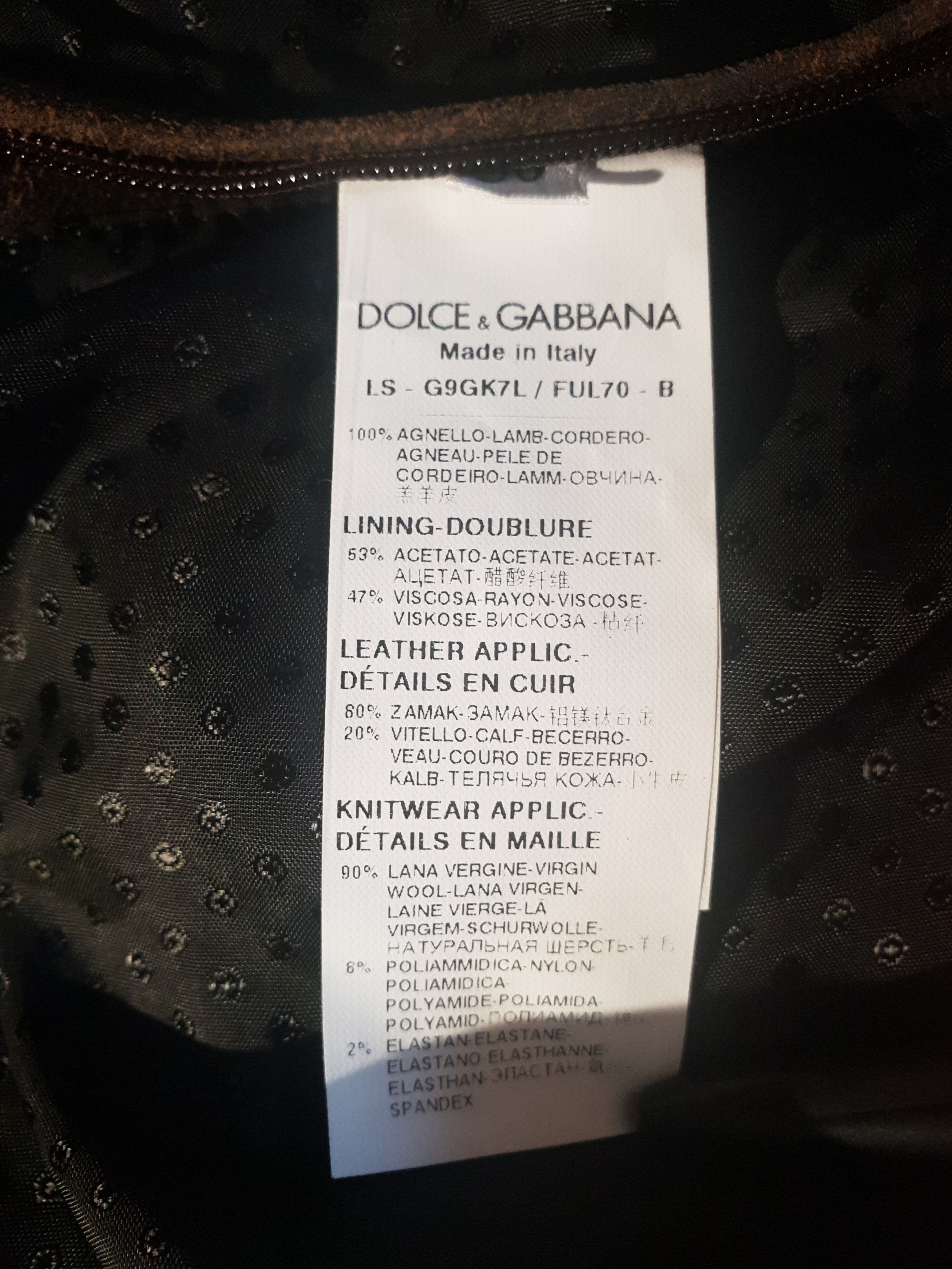 Dolce & Gabbana Men's Dolce & Gabbana Lamb Leather Logo Bomber Jacket Brown Size US M / EU 48-50 / 2 - 12 Thumbnail