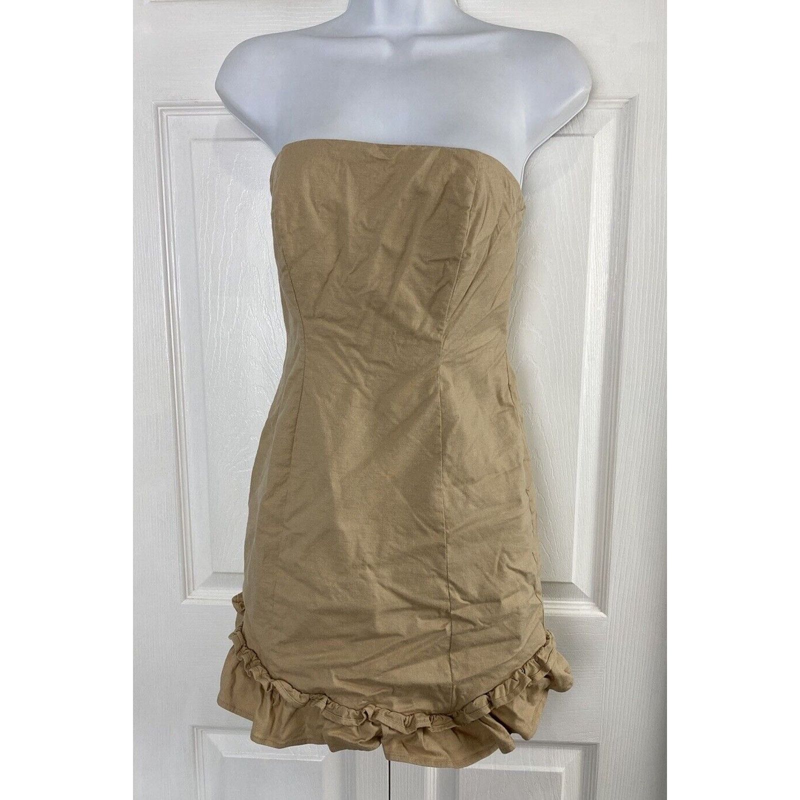 Other Revolve Lovers + Friends Mini Dress Tan Strapless Ruffle Size S / US 4 / IT 40 - 1 Thumbnail