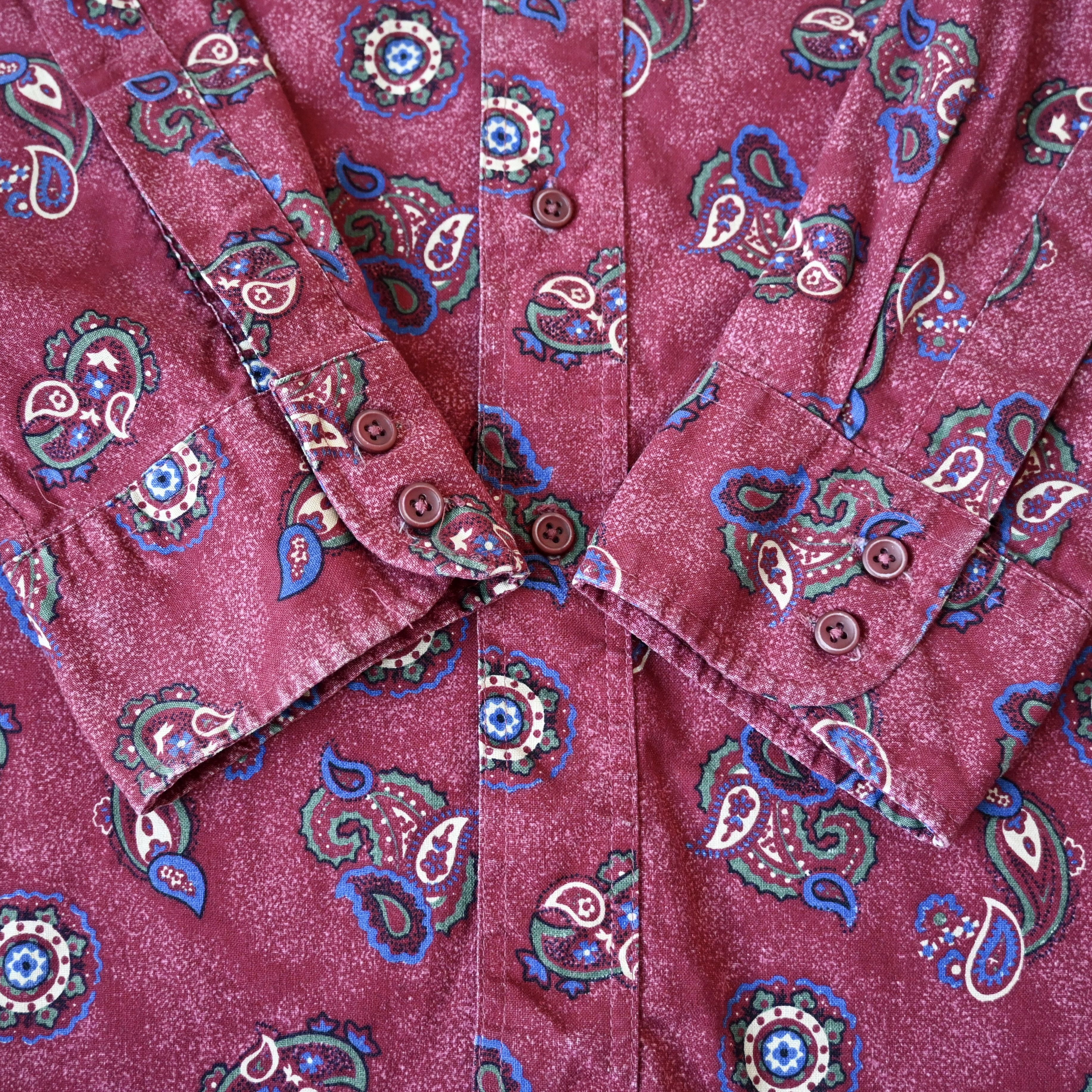 Vintage VTG Wrangler paisley pattern cotton western shirt, maroon Size US XL / EU 56 / 4 - 7 Thumbnail