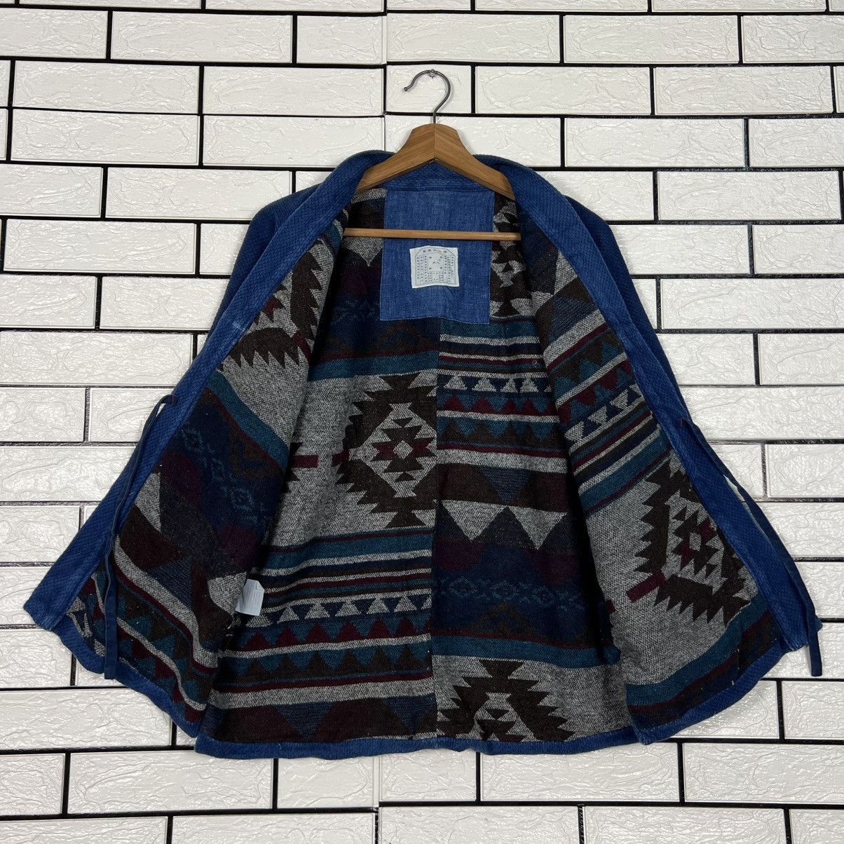 Vintage Indigo Blue Thick Weave Kimono Native Design Lined 4153-C190 Size US S / EU 44-46 / 1 - 10 Thumbnail
