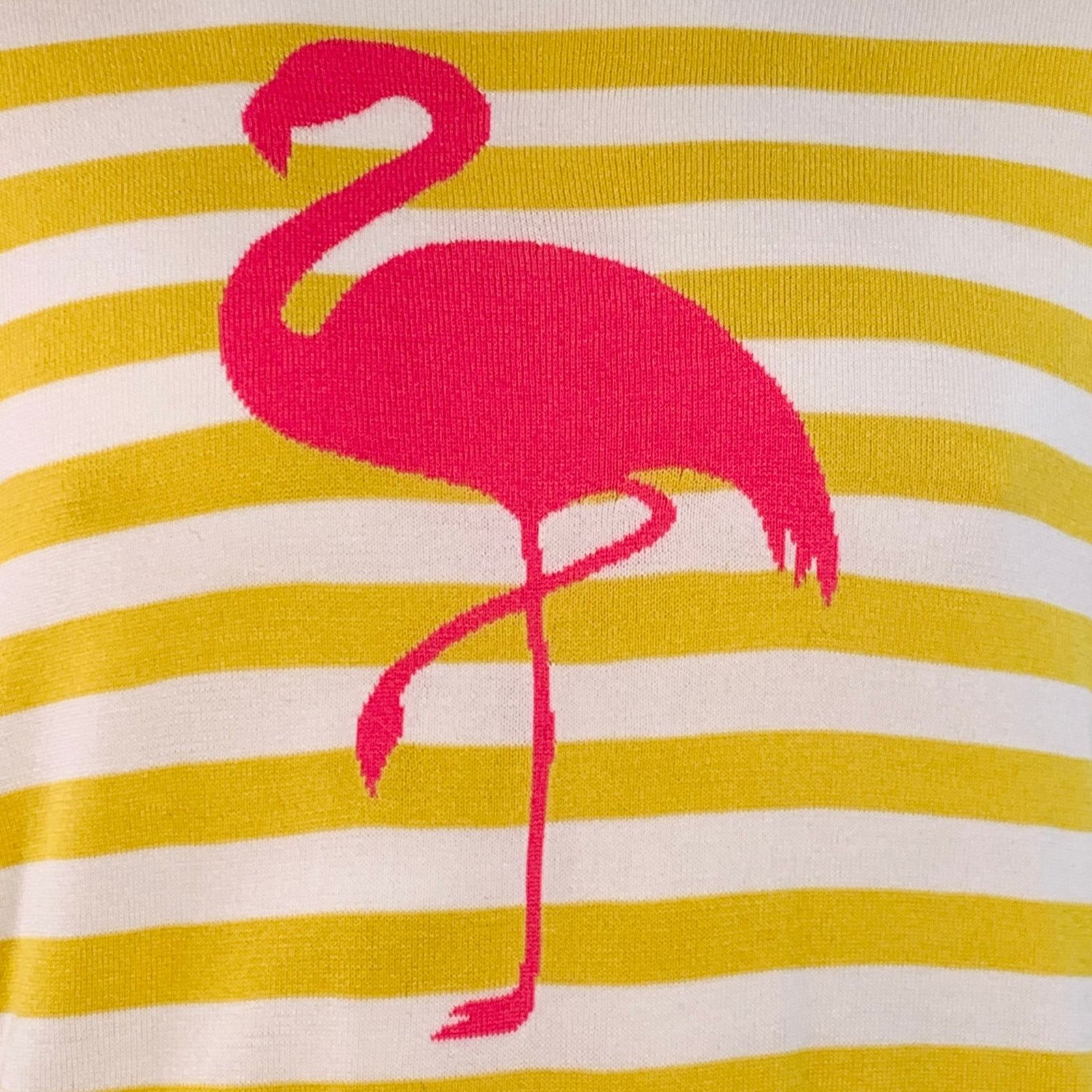 Mr Turk Yellow White Pink Flamingo Stripe Cotton Crew Neck Pullover Size US L / EU 52-54 / 3 - 2 Thumbnail