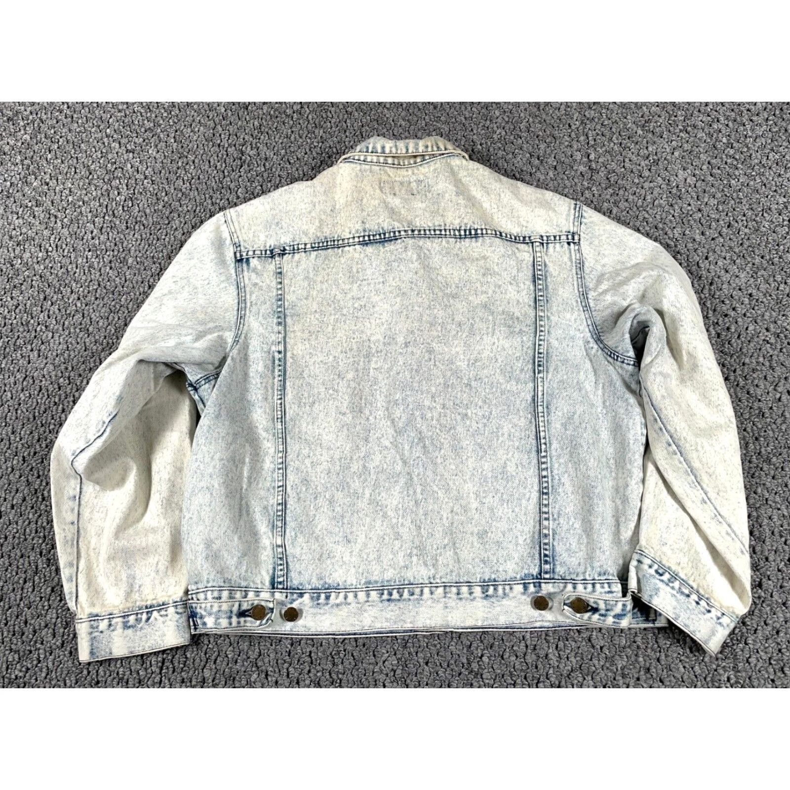 Denime VTG 90s News Acid Wash Denim Jacket Adult Large Blue Trucker Mens Jacket Vintage Size US 33 - 2 Thumbnail
