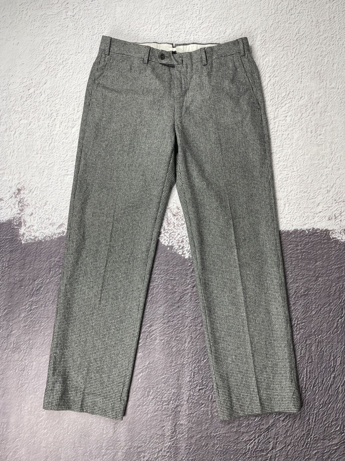 Ermenegildo Zegna Ermenegildo Zegna grey wool Houndstooth dress casual pants Size US 32 / EU 48 - 2 Thumbnail