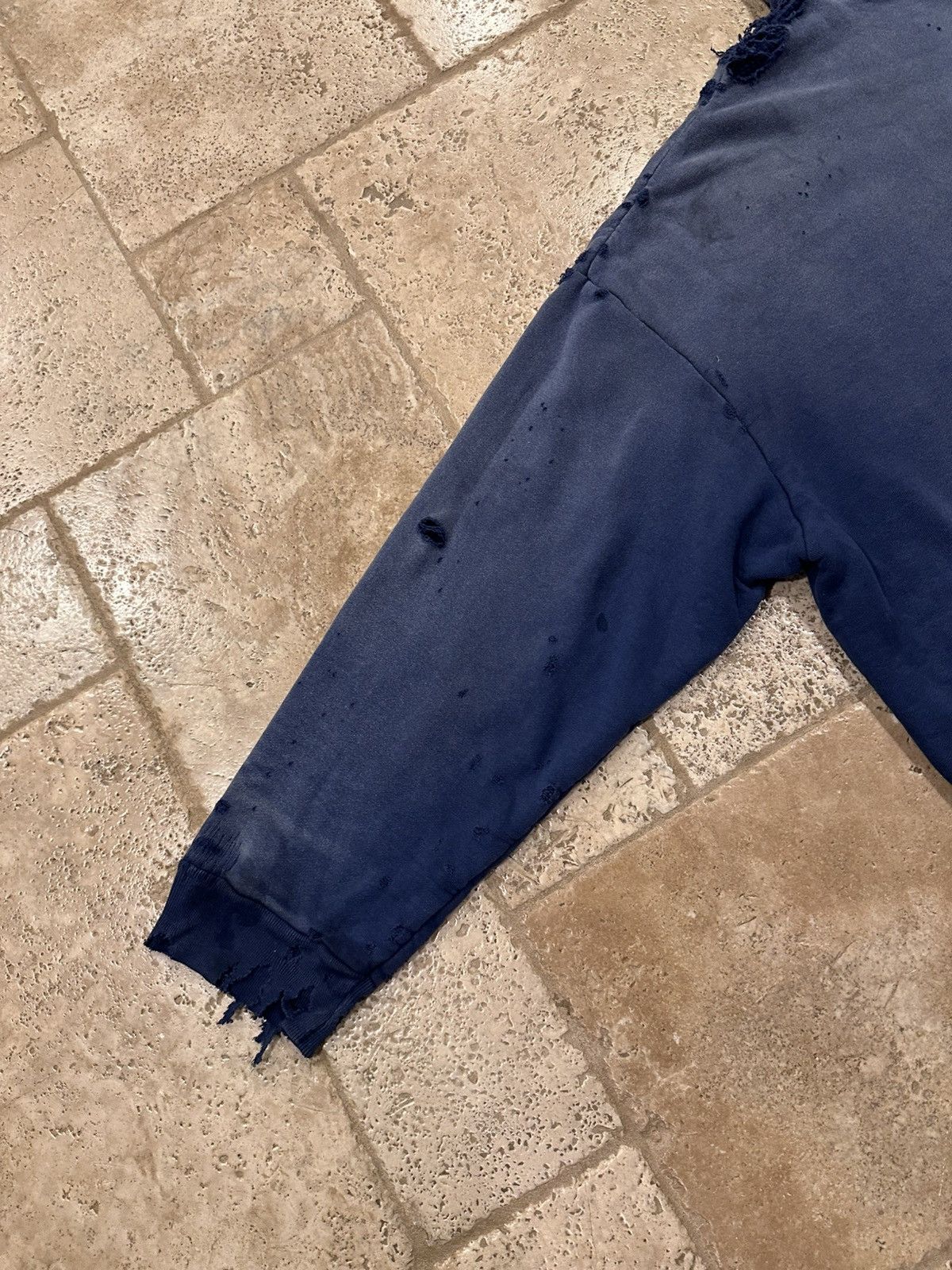 READYMADE Readymade Navy Washed Distressed Dirty Double Layered Hoodie Size US M / EU 48-50 / 2 - 9 Thumbnail