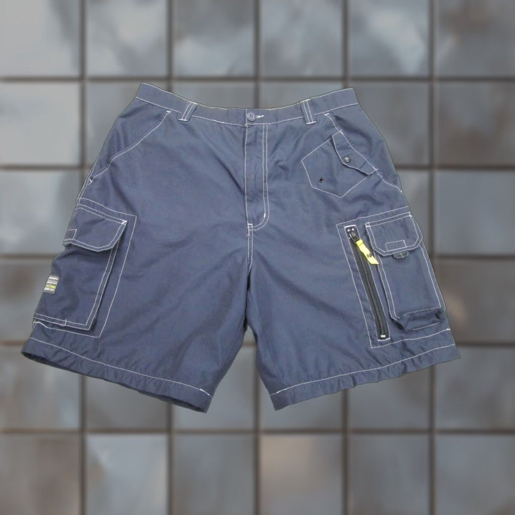 VINTAGE OTB Shorts Mens 34 Blue Cargo Shorts Adult Regular 34 Cotton Belt Loops Cargo Pockets 90s Beach Hip Hop Outdoor Mens