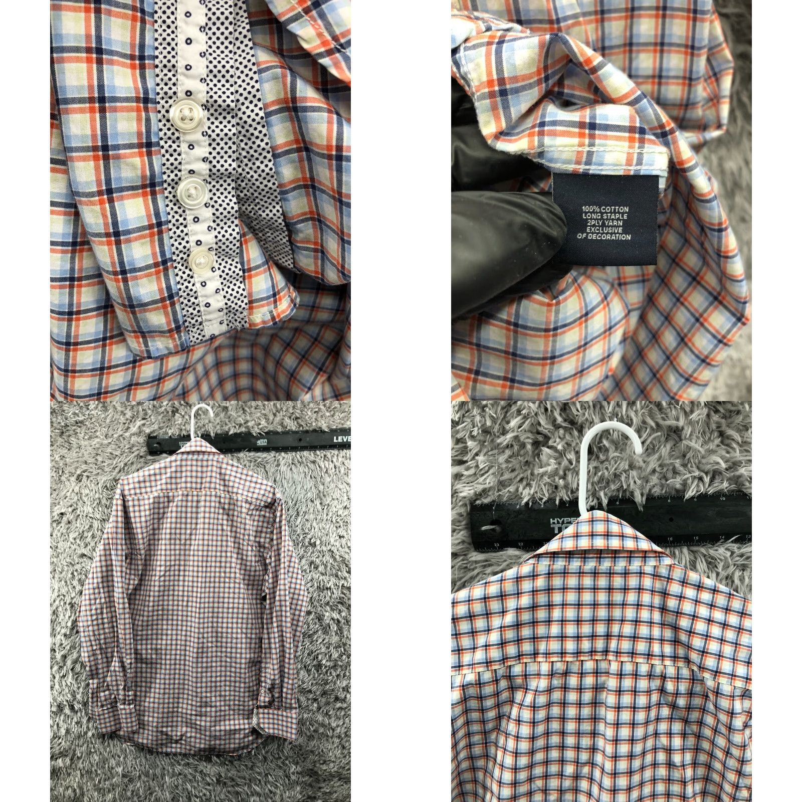 Tailorbyrd TAILORBYRD Collection Shirt Mens XL Long Sleeve Button-Down Collar Multicolor Check Embroidered Logo Performance All Seasons Size US XL / EU 56 / 4 - 8 Thumbnail