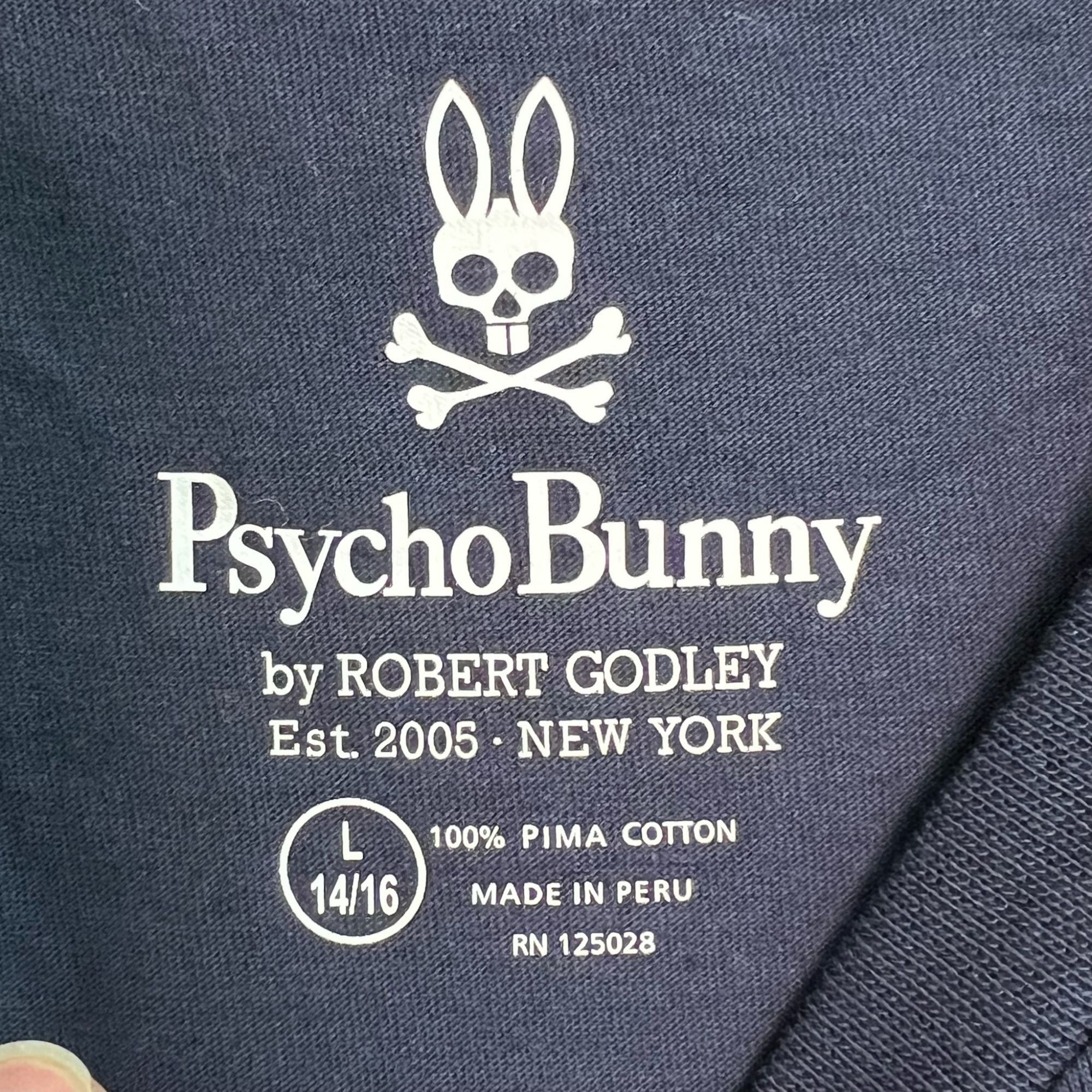 Psycho Bunny Psycho Bunny Mens Marlo Bunny Graphic Tee Black 100% Pima Co Size US L / EU 52-54 / 3 - 6 Thumbnail