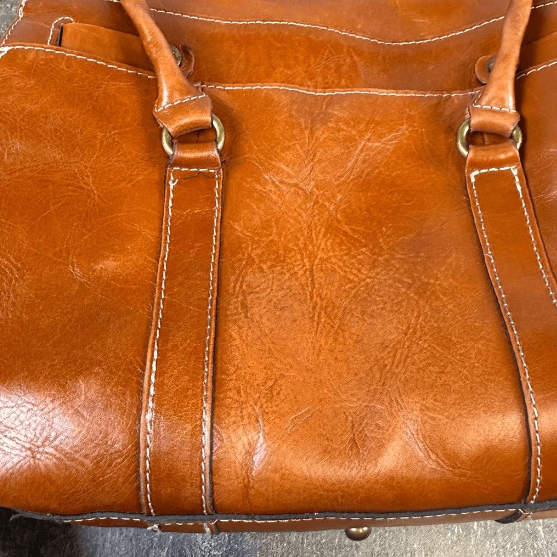 Patricia Nash Patricia Nash Vienna Satchel Leather Shoulder Bag Medium Womens Tan Brown Multicolor Purse Bag Size ONE SIZE - 7 Thumbnail