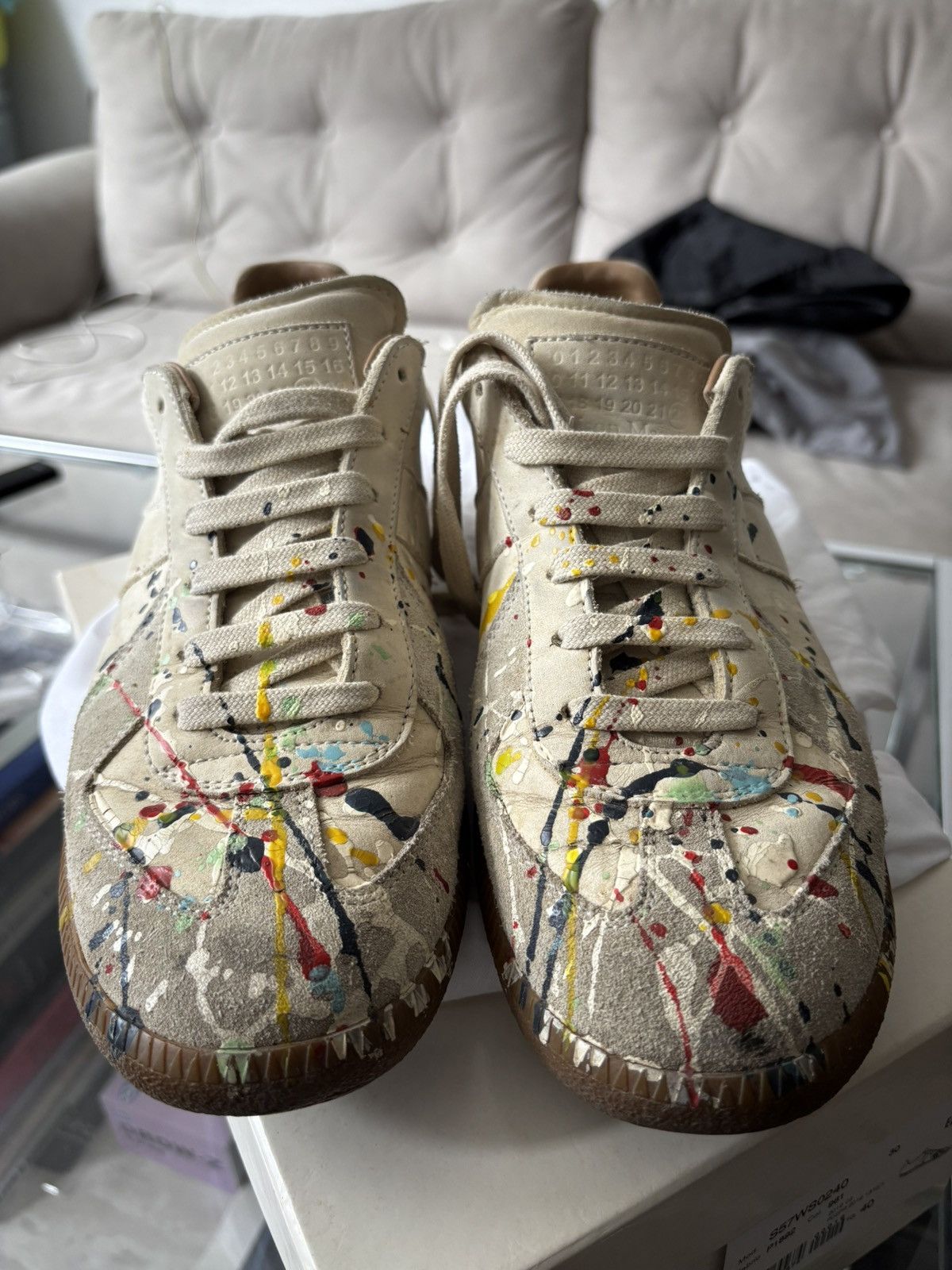 Maison Margiela Maison margiela paint splatter sneakers size 40(8) Size US 8 / EU 41 - 2 Thumbnail