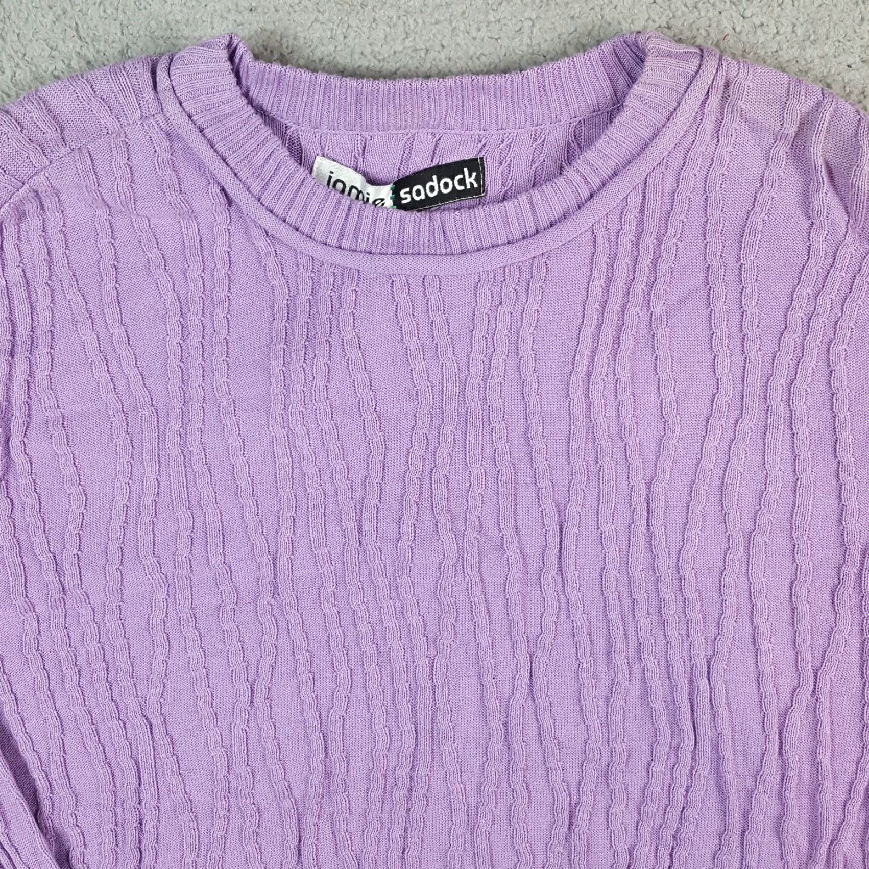 Vintage VINTAGE Y2K Preppy Purple Cable Knit Women's Size L Relaxed Fit Pullover Sweater Size L / US 10 / IT 46 - 2 Thumbnail