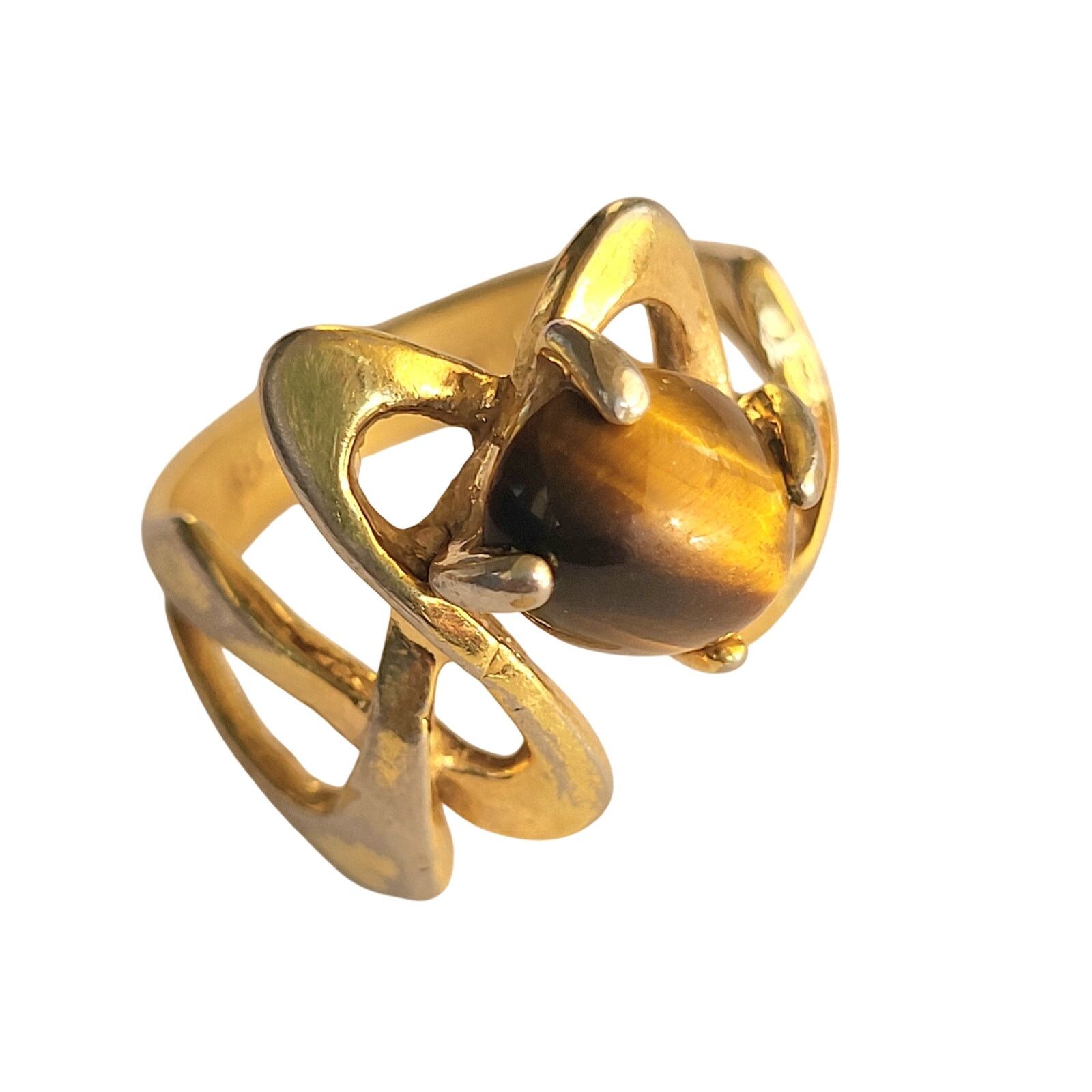 & Other Stories VTG Uncas Tiger Eye Gold Ring 18K HGE Modern Sz 6 Estate Size ONE SIZE - 3 Thumbnail
