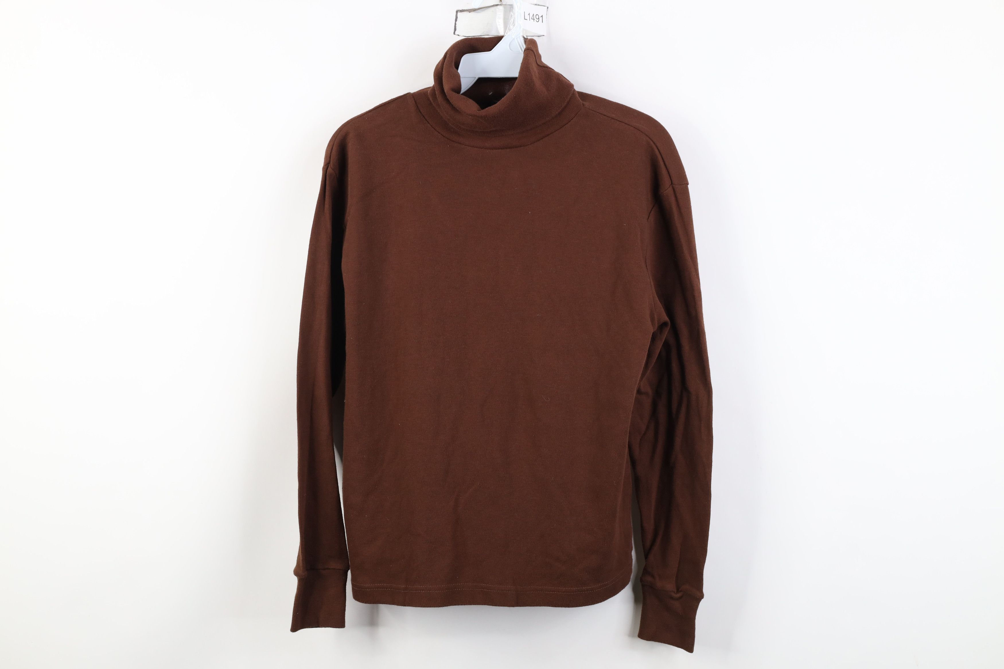 Vintage Vintage 90s Streetwear Long Sleeve Turtleneck T-Shirt Brown Size L / US 10 / IT 46 - 1 Thumbnail
