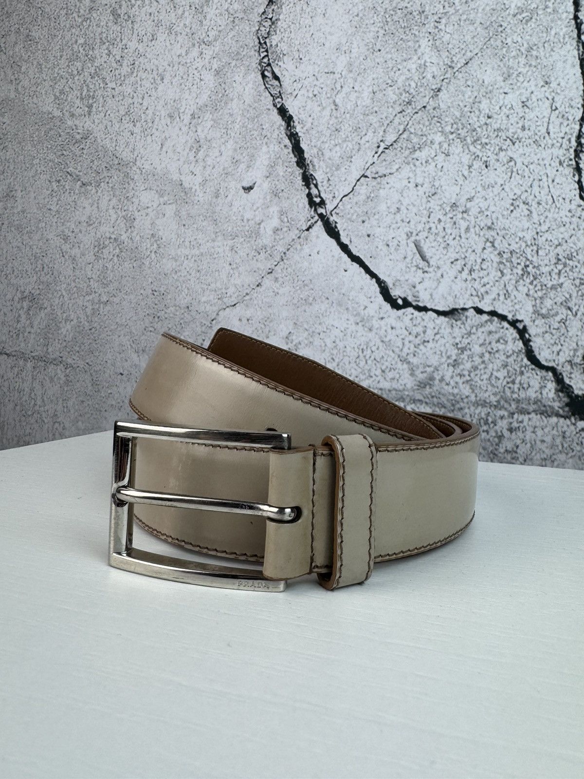 image of Prada Belt Women's Genuine Leather in Teal Beige Pink