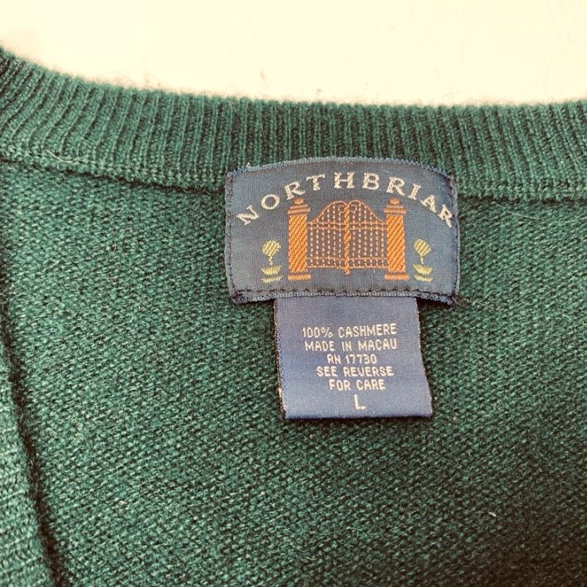 Vintage VINTAGE Northbriar 100% Cashmere V-Neck Sweater Men’s Large Green Pullover 7988 Size US L / EU 52-54 / 3 - 7 Thumbnail