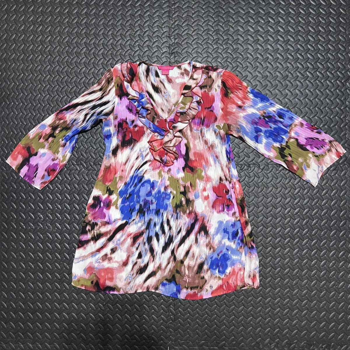 Other Sunny Leigh Ruffle Blouse Pleated Chiffon Watercolor Small Size S / US 4 / IT 40 - 1 Thumbnail