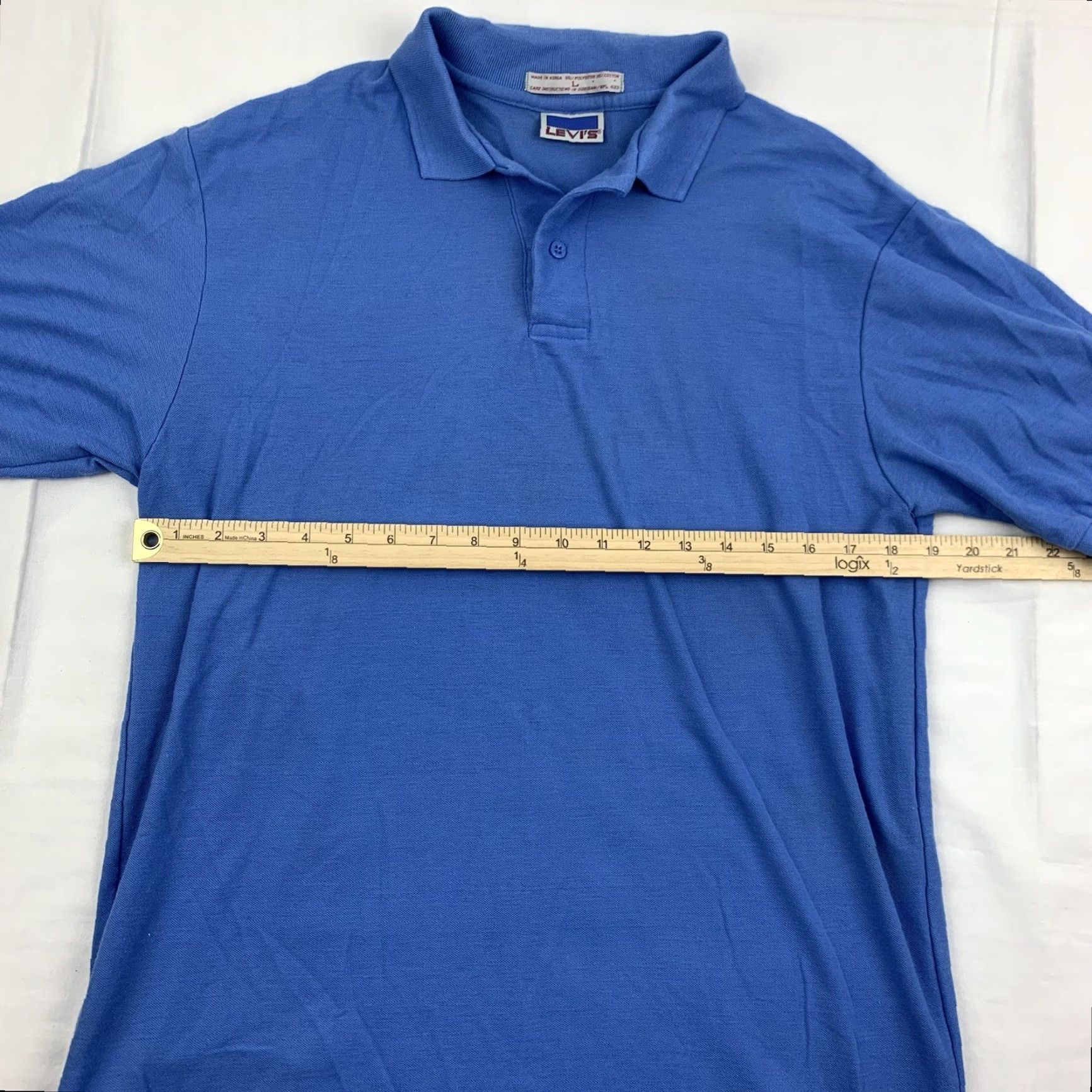 Levi's VINTAGE Levis Polo Shirt Adult Large Blue Collared Dress Shirt 1980s USA Jeans Size 42R - 4 Thumbnail