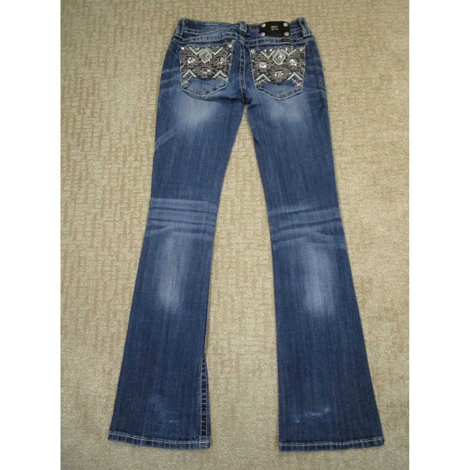 Miss Me Miss Me Jeans Women 26 Blue Low Rise Bootcut Aztec Embellished Denim Casual Slim Regular Womens Size 26" / US 2 / IT 38 - 3 Thumbnail