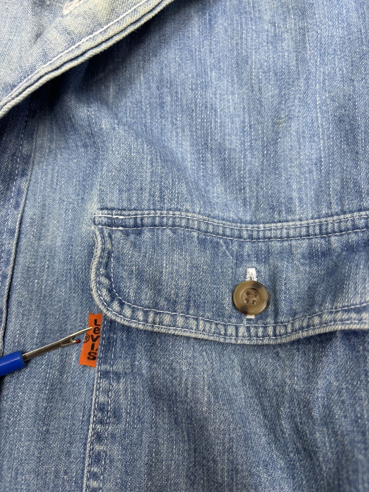 Kapital Vintage LEVIS BLUE SHIRT Denim Shirt Orange Tab Size US M / EU 48-50 / 2 - 13 Thumbnail
