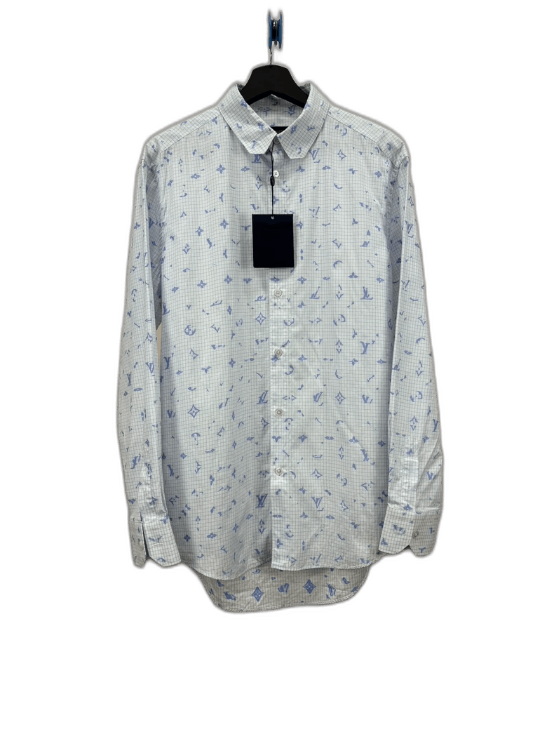 Louis Vuitton Blue Printed Long Sleeve Shirt-yf