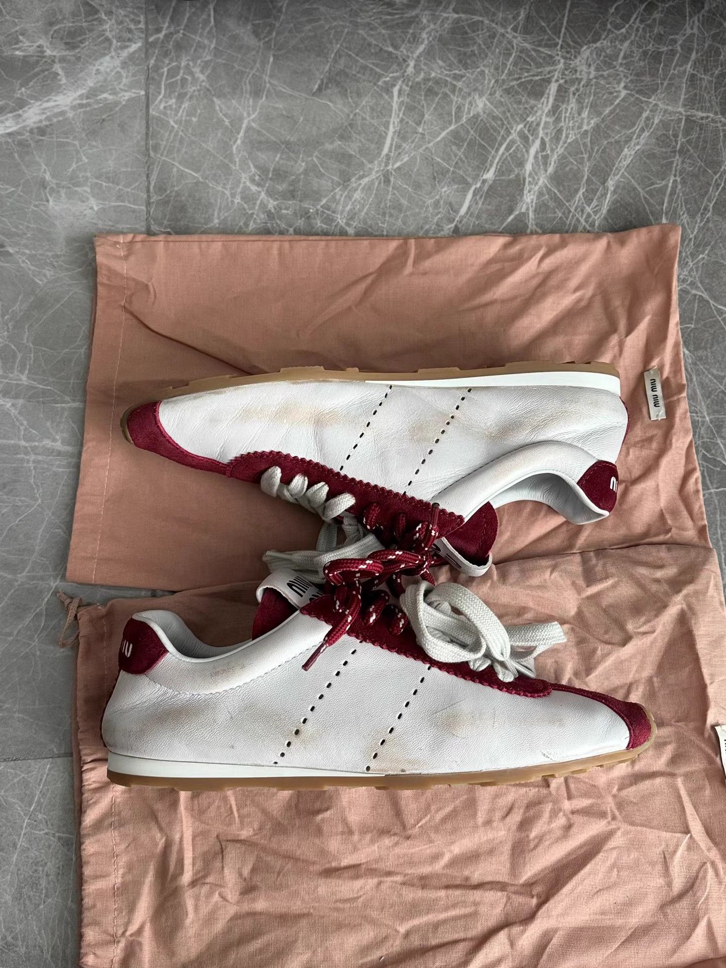 Miu Miu MiuMiu 25SS Red Suede Low-Top Trainer Sneakers K6 Size US 6.5 / IT 36.5 - 8 Thumbnail