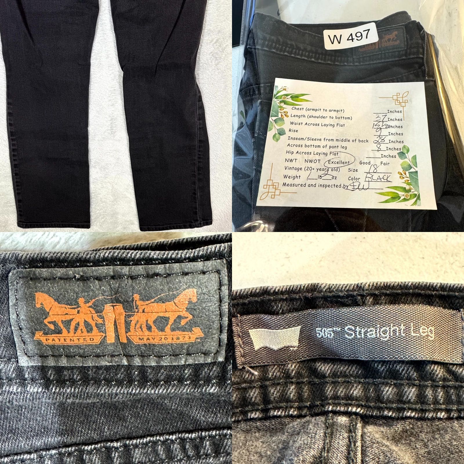 Levi's VINTAGE Levi’s 505 Womens Jeans Size 18 Black Denim Dark Wash Mid Rise Straight Leg Mens, Womens, Girls, Boys Size 40" / US 18 - 8 Thumbnail