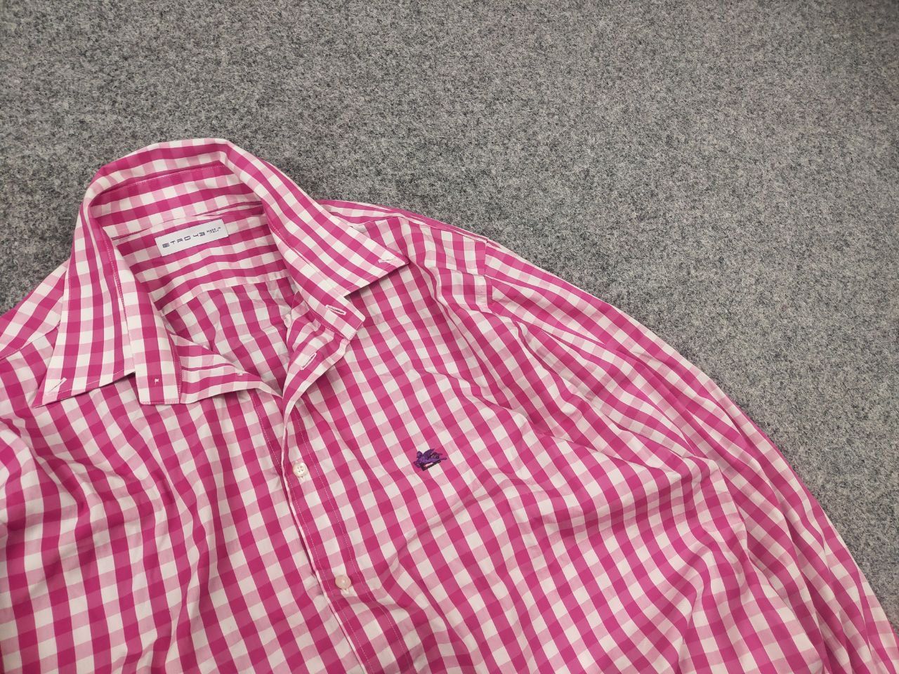 Etro Etro Italy Design Regular Fit pink checked Long sleeve Shirt Size US XL / EU 56 / 4 - 6 Thumbnail