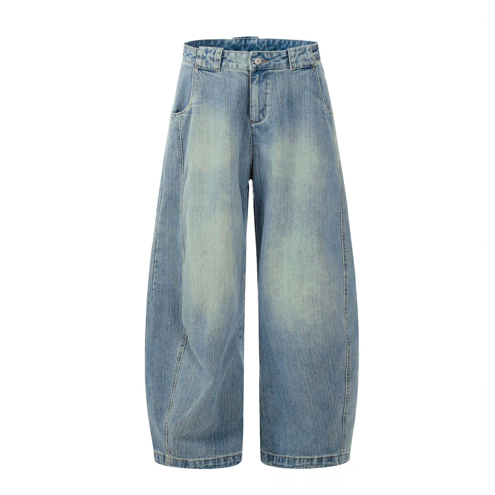 Vintage Men's retro casual washed bamboo pattern scimitar jeans Size US 32 / EU 48 - 1 Thumbnail