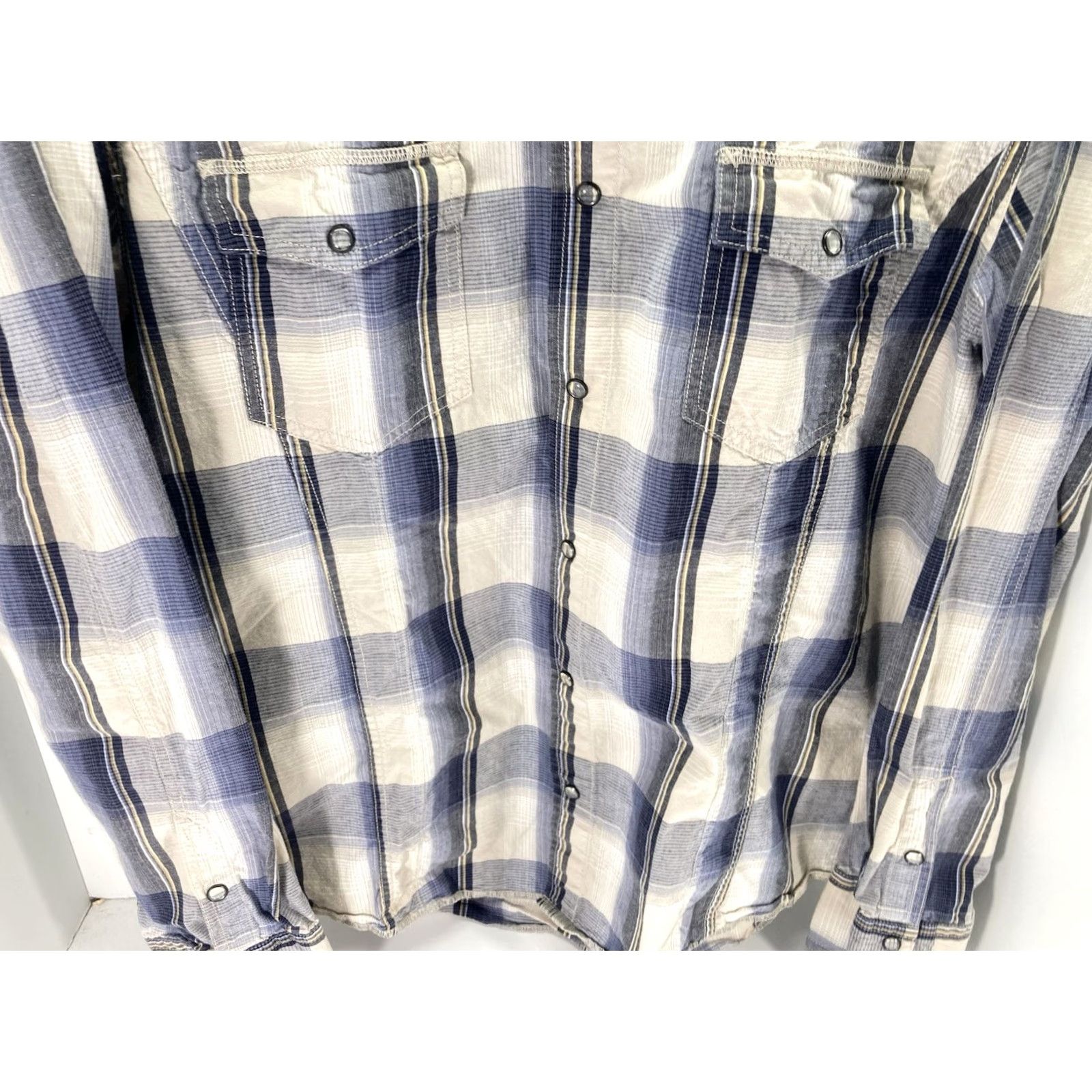 BKE VINTAGE BKE Buckle Pearl Snap Shirt Men XL Blue Plaid Long Sleeve Slim Fit Western Size US XL / EU 56 / 4 - 3 Thumbnail
