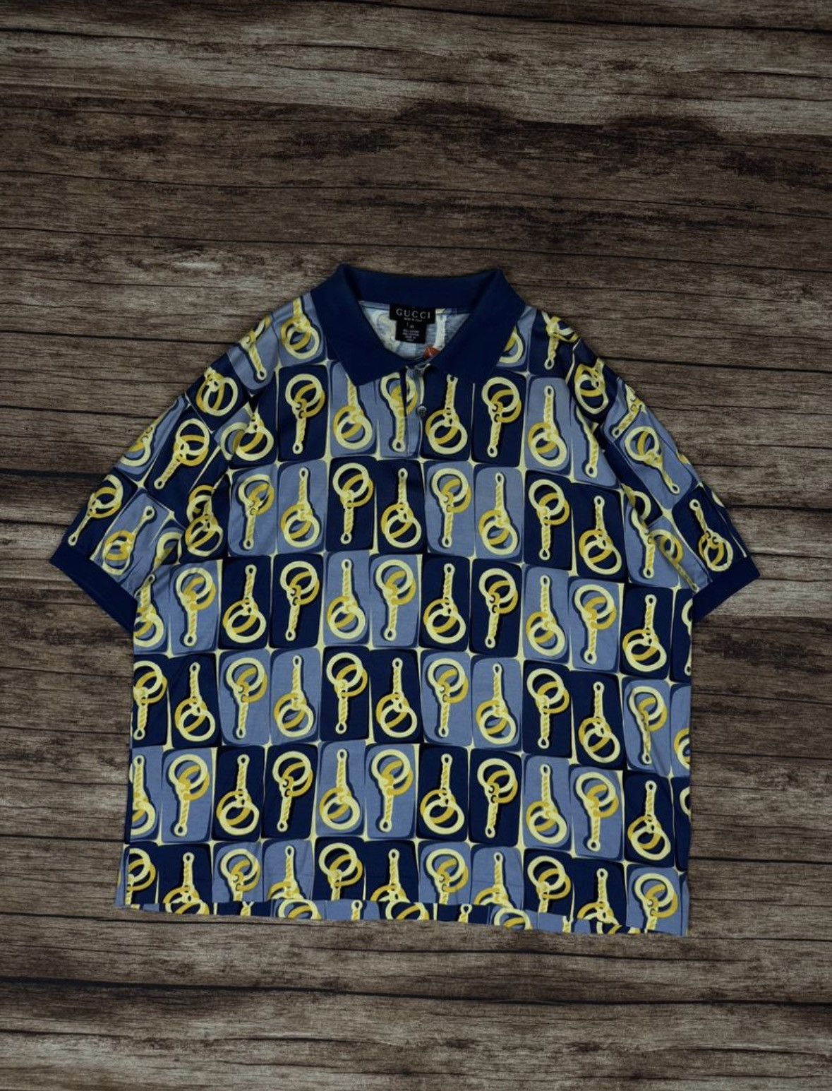Gucci Gucci Italy Vintage Chain Polo Tee Size US XL / EU 56 / 4 - 2 Thumbnail