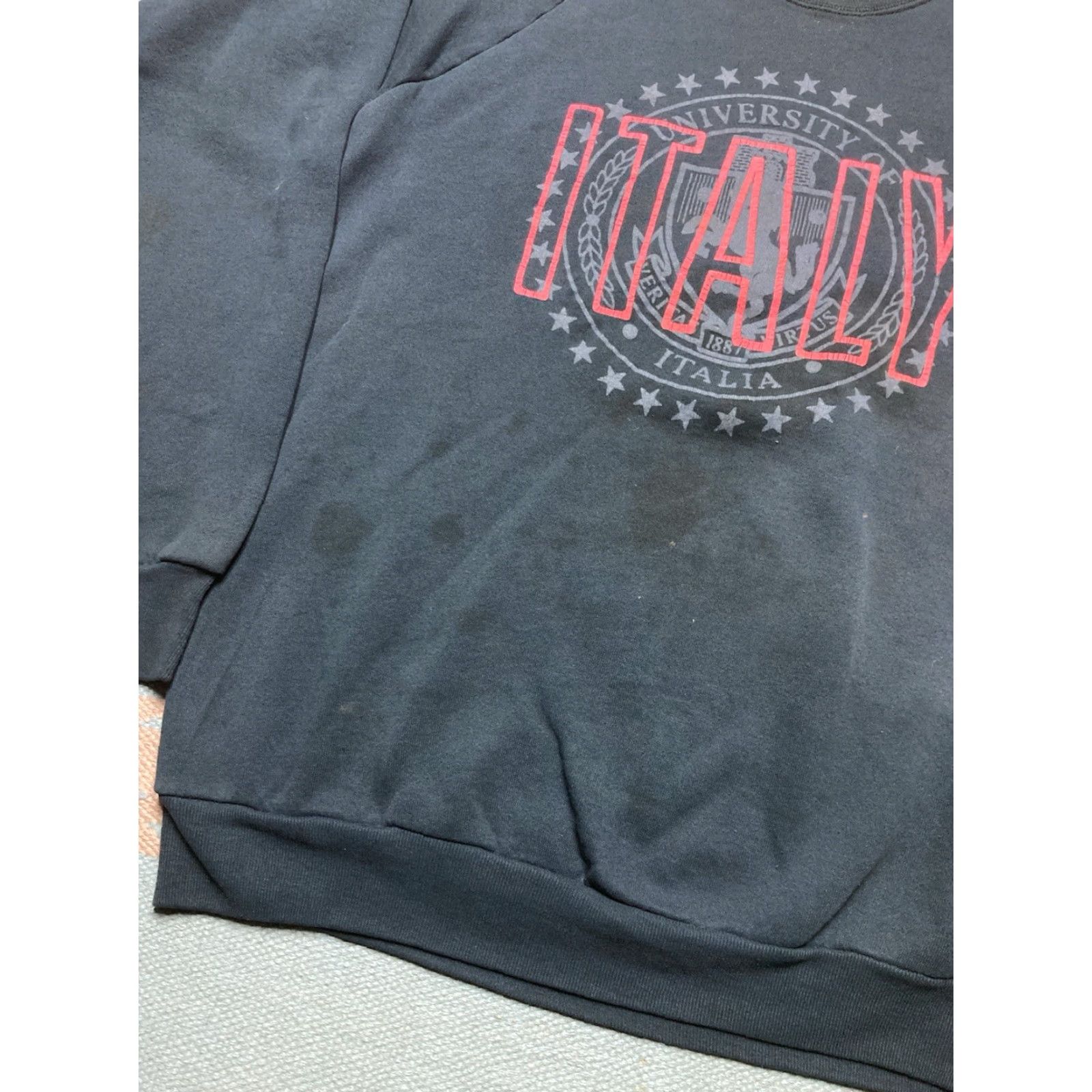 Fruit Of The Loom VINTAGE 80s Fruit of the Loom Sweatshirt Italy University of Italia FOTL Black XL Men Pullover Crewneck Size US XL / EU 56 / 4 - 3 Thumbnail