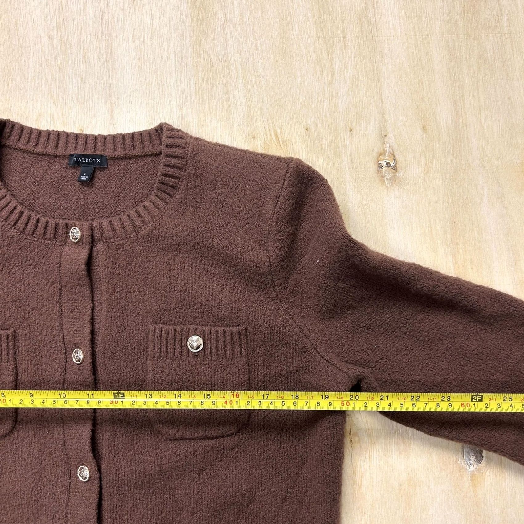 Talbots Talbots Cardigan Sweater Womens Large Brown Crew Neck Pockets Button Front Knit Size L / US 10 / IT 46 - 5 Thumbnail