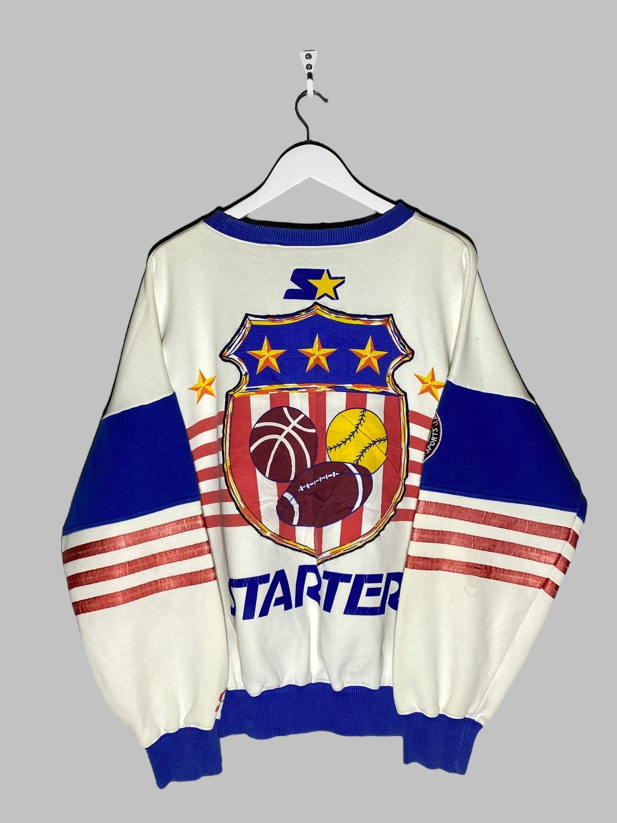 Starter × Vintage Vintage 80s 90s Starter All American Oversized Sweatshirt Size US XL / EU 56 / 4 - 2 Thumbnail