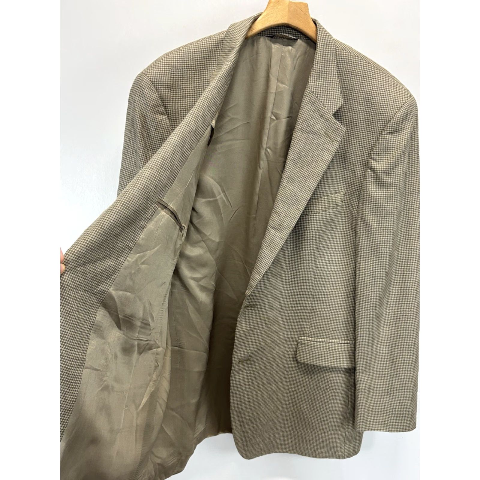 Brooks Brothers VINTAGE Brooks Brothers Men's Blazer Jacket Long Single-Breasted Houndstooth Wool Linen Silk 46L Casual Formal Wedding Size 46L - 5 Thumbnail